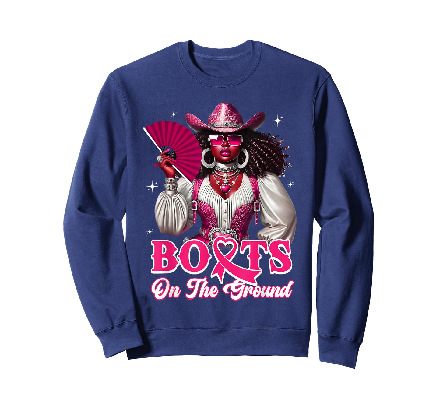 Boots On The Ground Pink Cowgirl Breast Cancer Western Women T-Shirt
