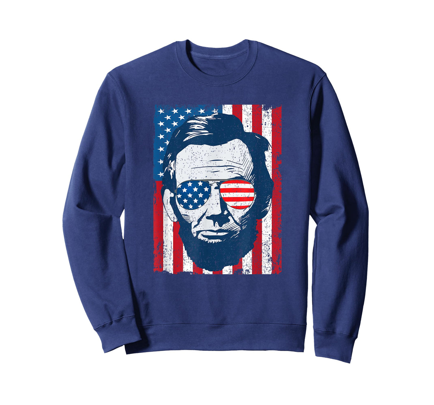Abe Lincoln Beard Sunglasses & American Flag 4th Of July T-Shirt