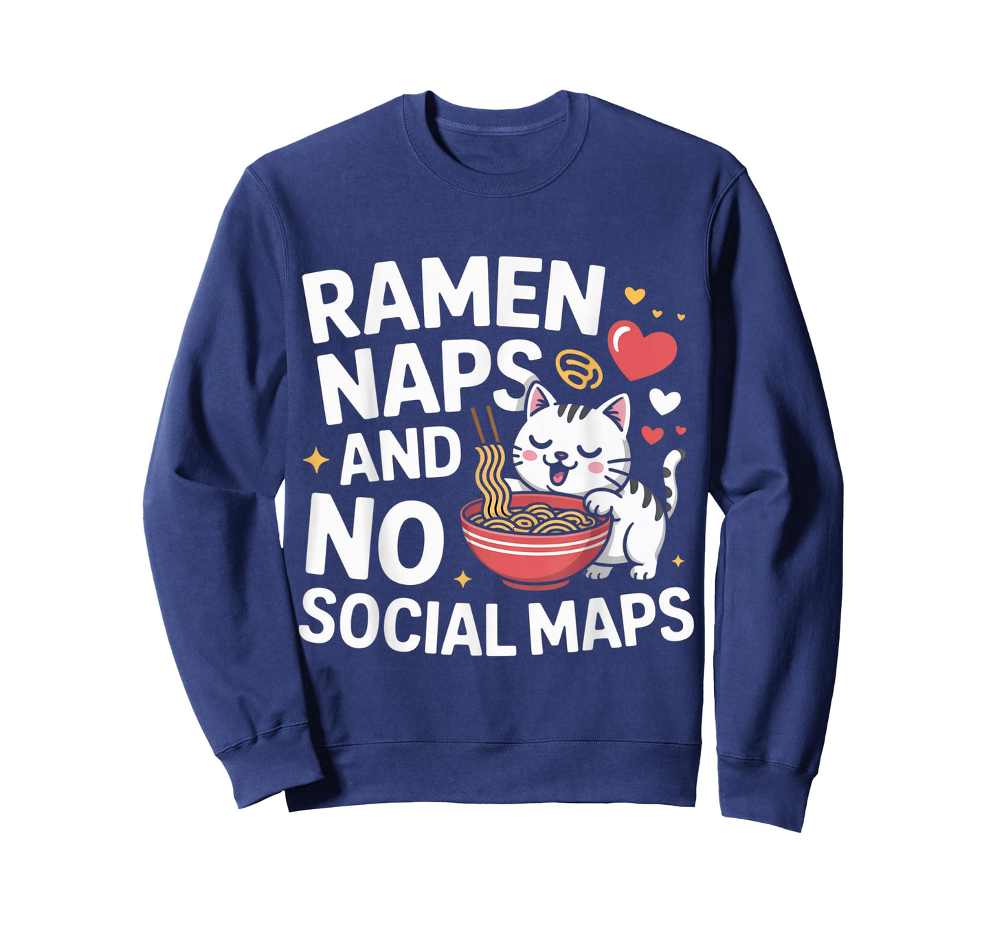 Ramen Naps and No Social Maps Cute Kawaii Cat Ramen T-Shirt
