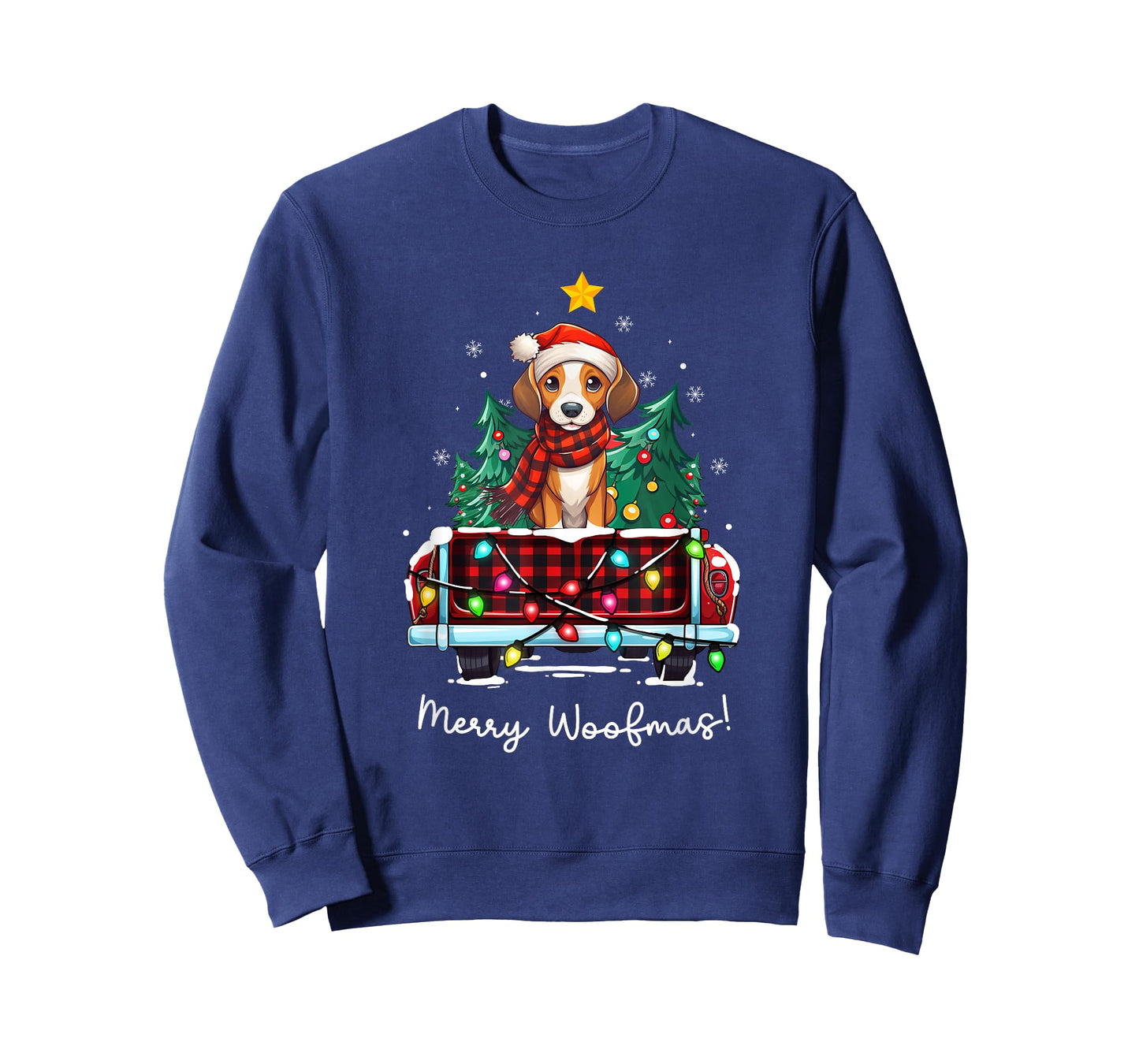 American Foxhound Christmas Dog Truck Plaid Funny Xmas Tree T-Shirt