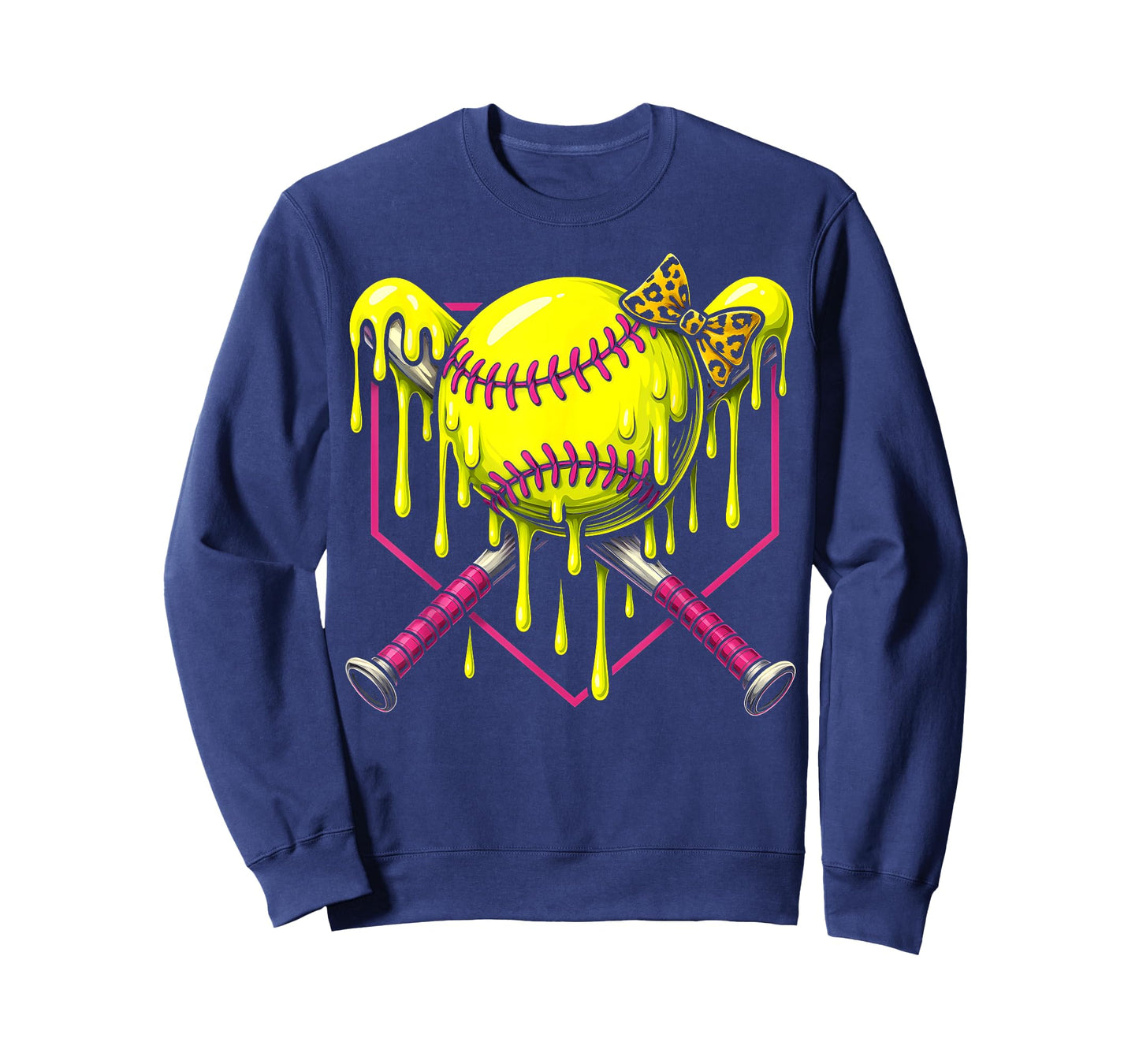Softball Drip Girls Ice Cream Drip Youth Softball Girl Bow T-Shirt