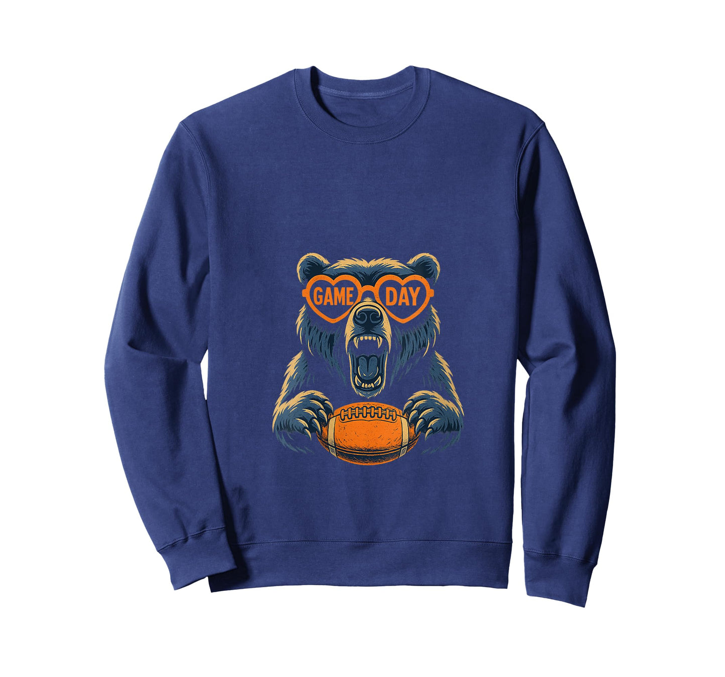 Womens Funny Football Bear Game Day Vintage Shirt Fans V-Neck T-Shirt