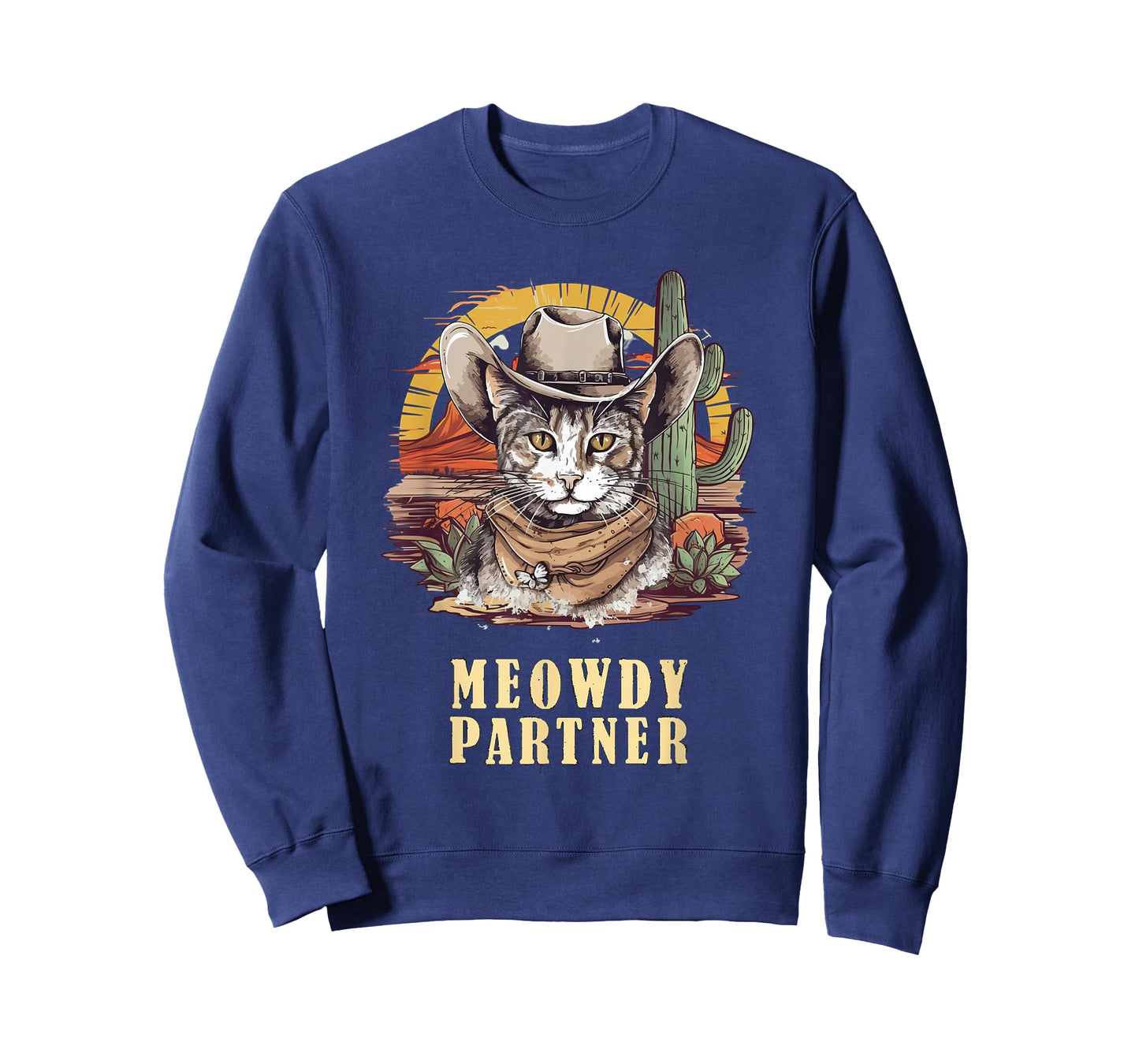 Meowdy Partner Cat Funny Howdy Meme Wild West Cowboy Hat T-Shirt