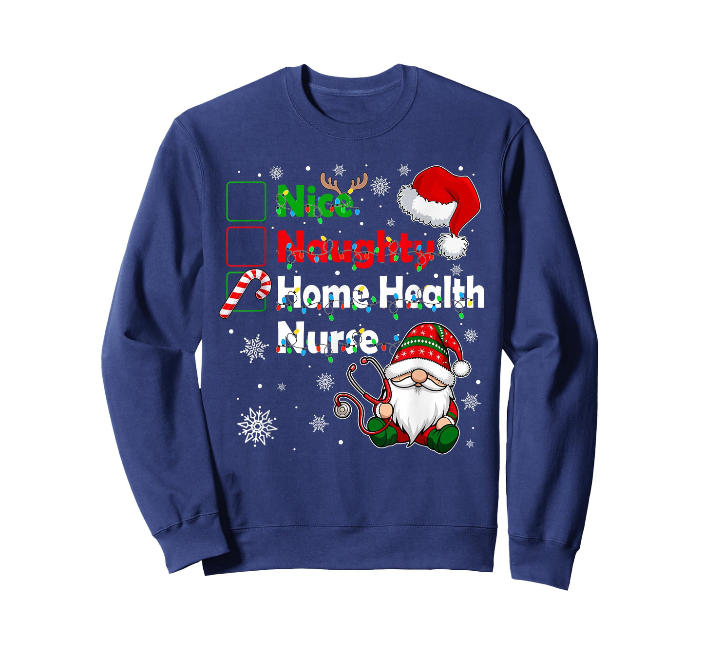 Nice Naughty Home Health Nurse Christmas Gnome Family Group T-Shirt