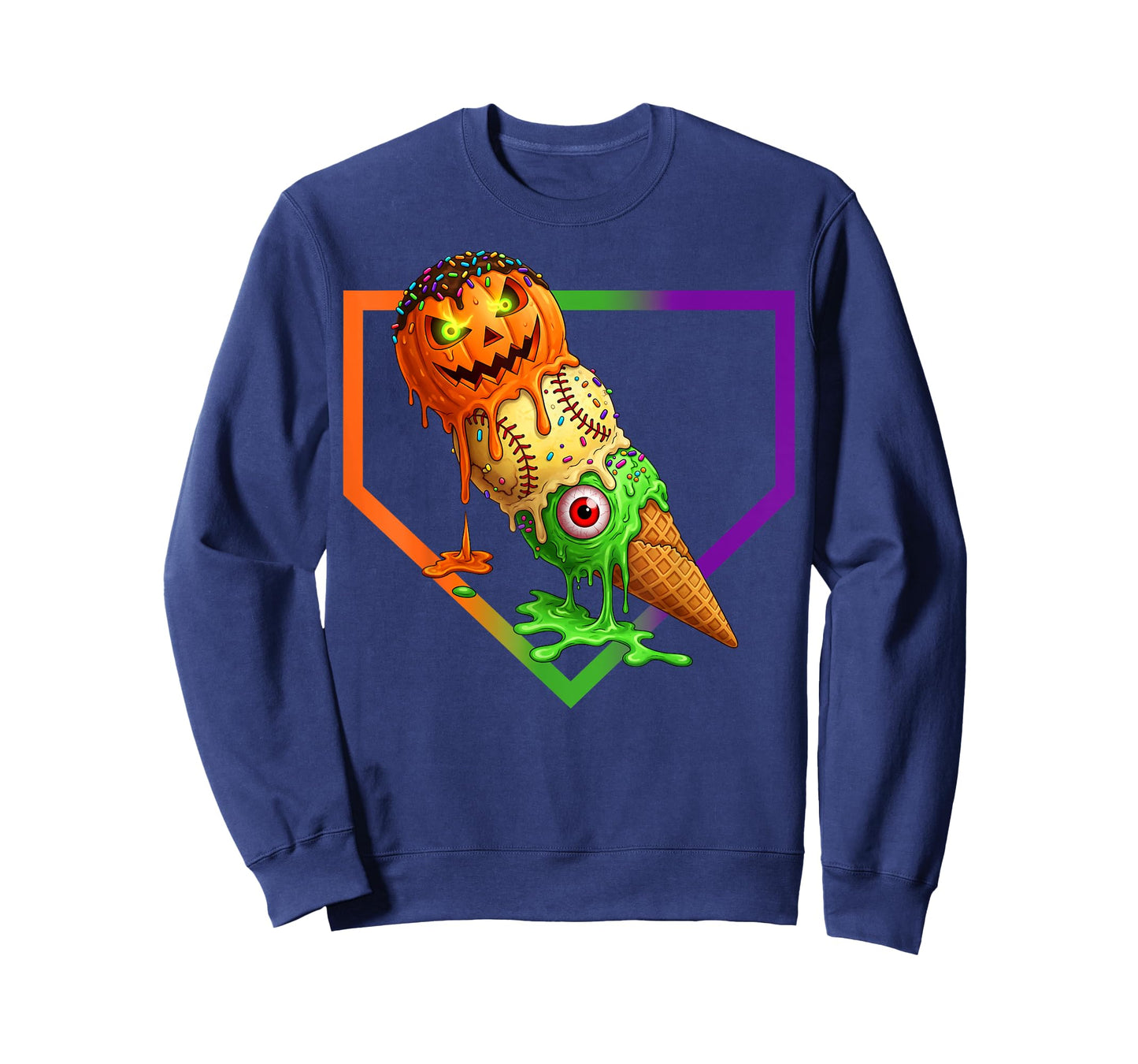 Baseball Ice Cream Cone Drip Home Plate Dripping Halloween T-Shirt