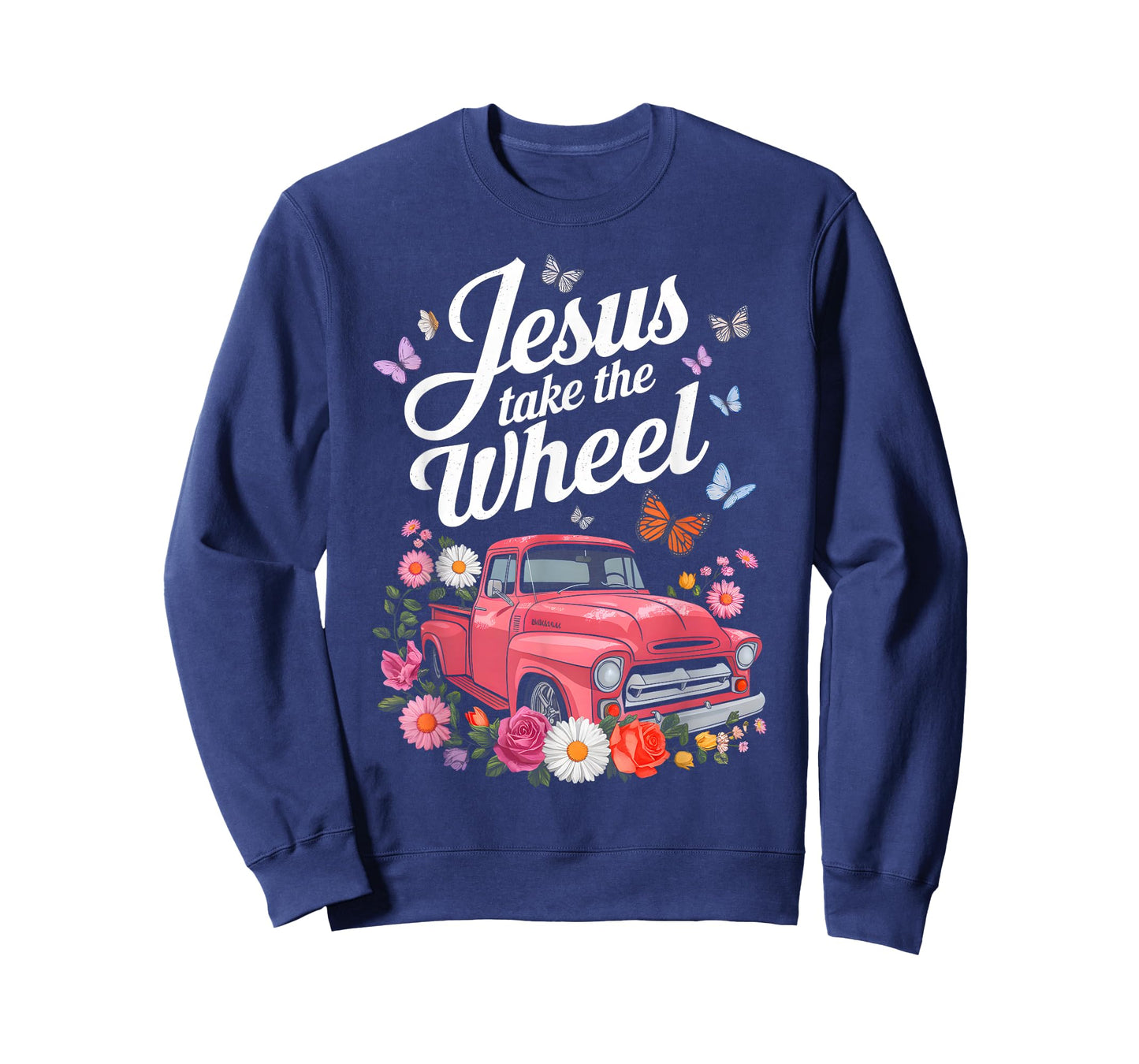 Jesus Take The Wheel Floral Farm Truck Catholic T-Shirt