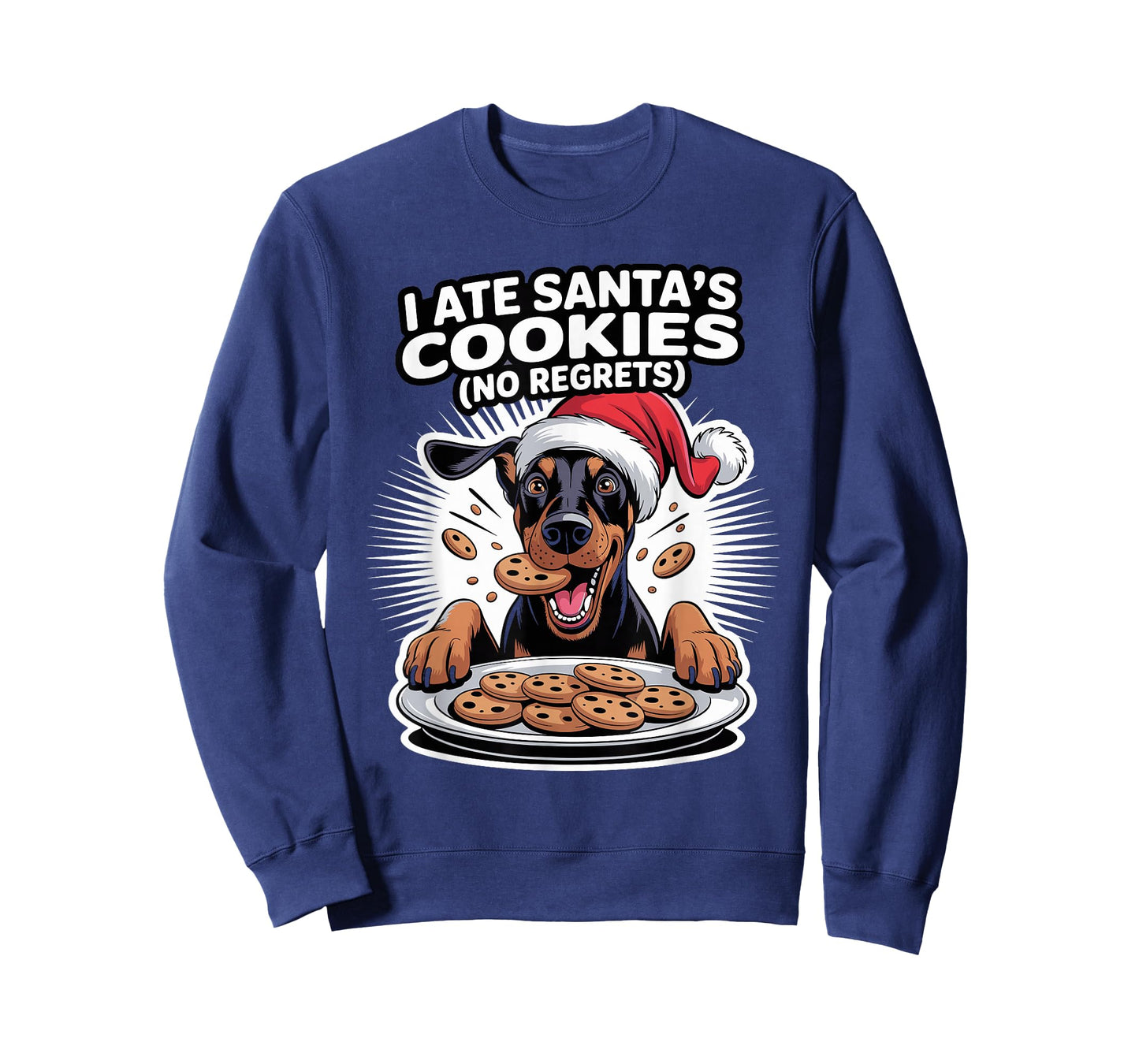 I Ate Santas Cookies Puppy Funny Christmas Doberman Pinscher T-Shirt