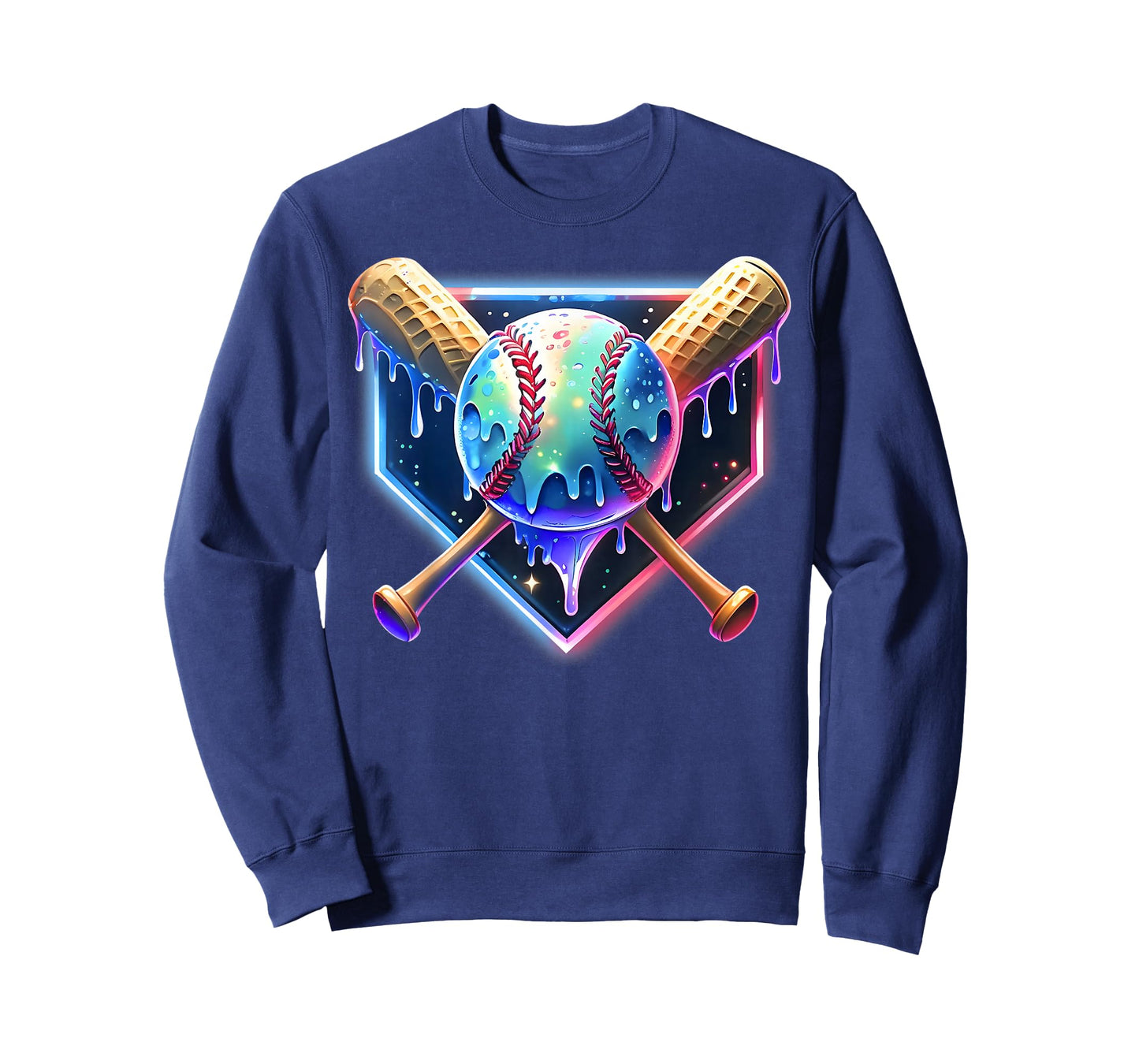 Baseball Drip for Boys Home Plate Ice Cream Drip Youth Sport T-Shirt