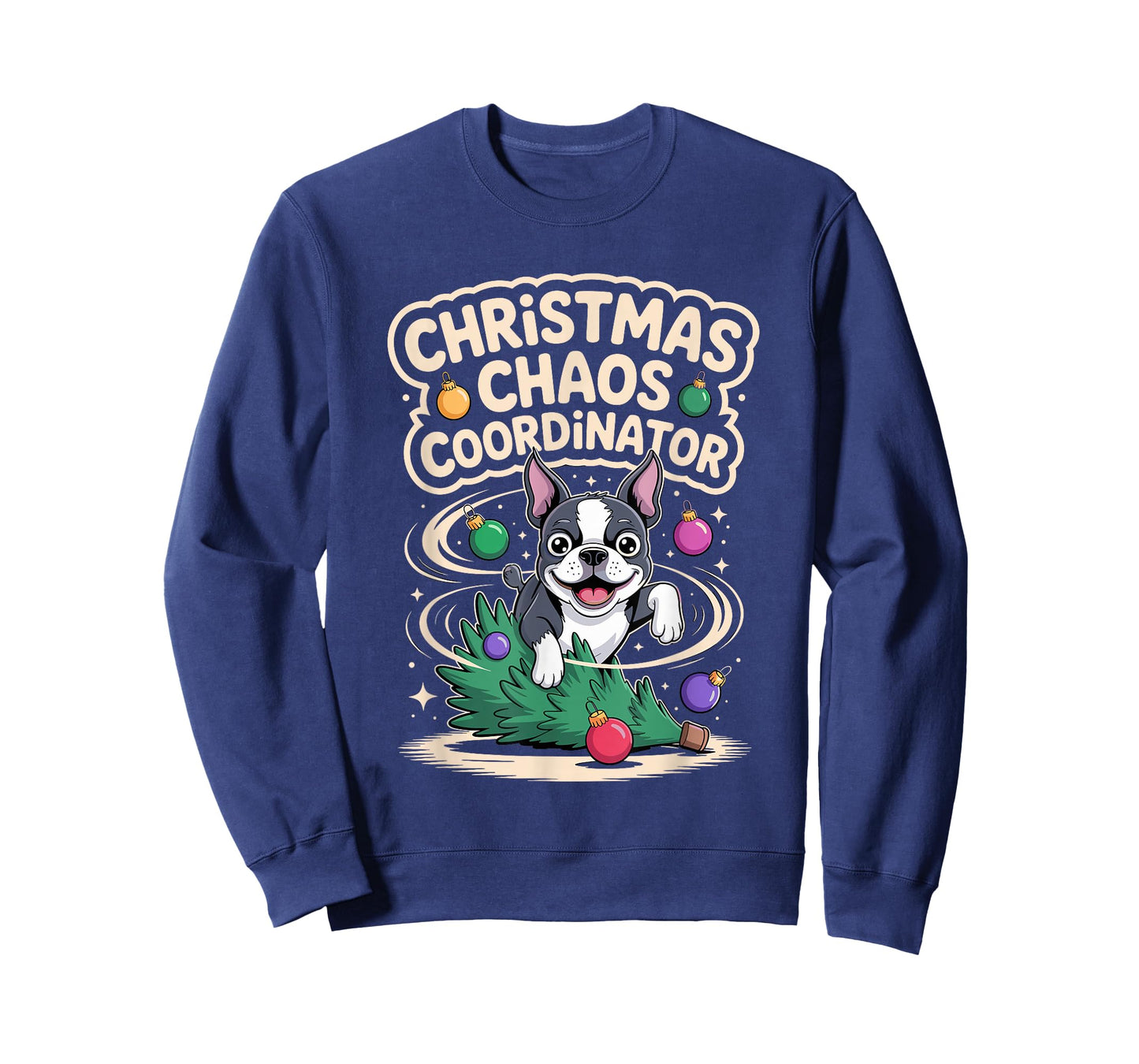 Christmas Chaos Coordinator Xmas Dog Funny Boston Terrier T-Shirt