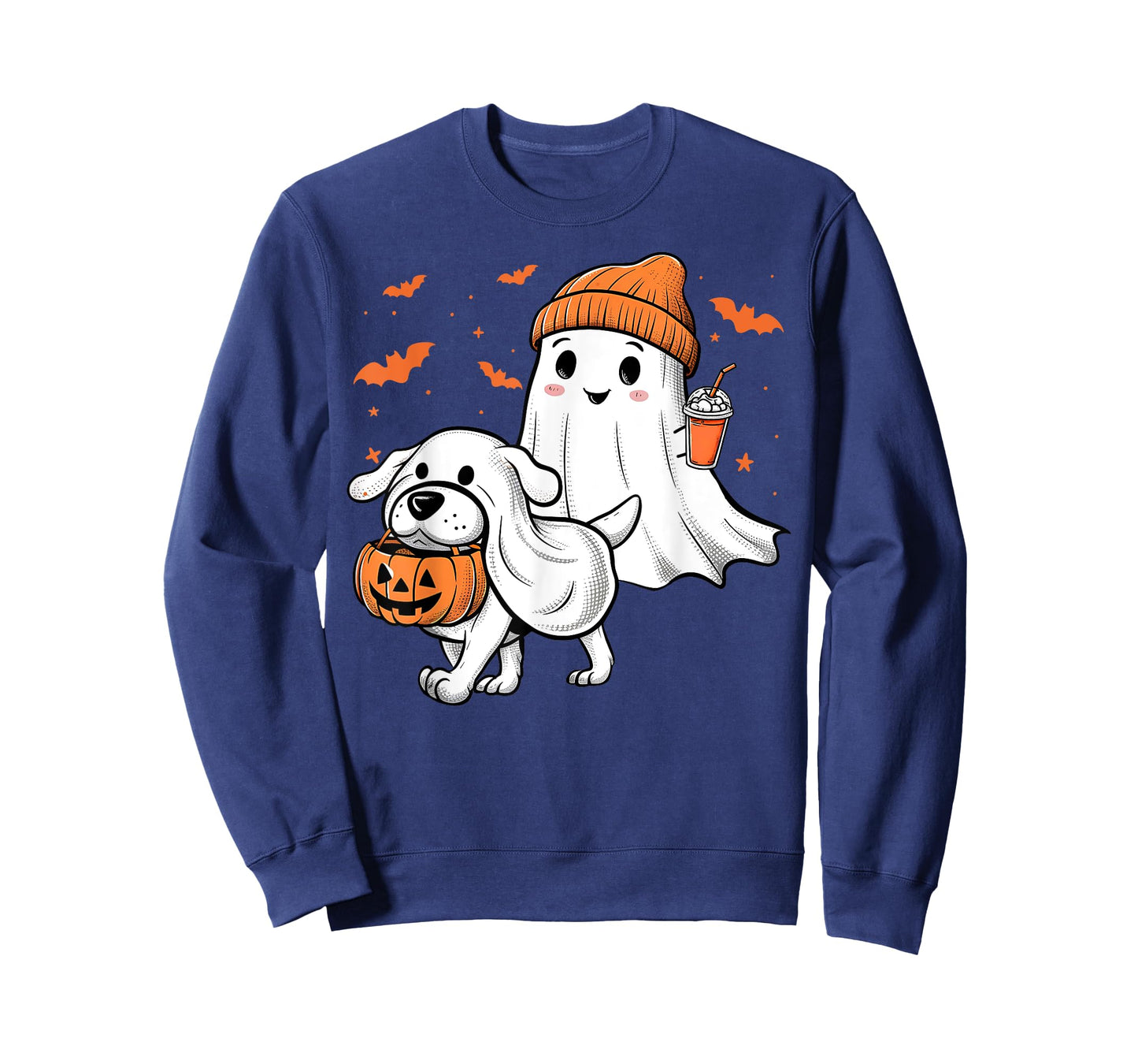 Cute Ghost Walking Dog Coquette Bow Halloween Dog Lover Girl T-Shirt