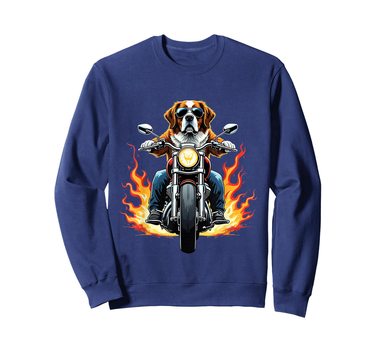 Funny St Bernard Dog Riding a Motorcycle Saint Bernard Lover T-Shirt