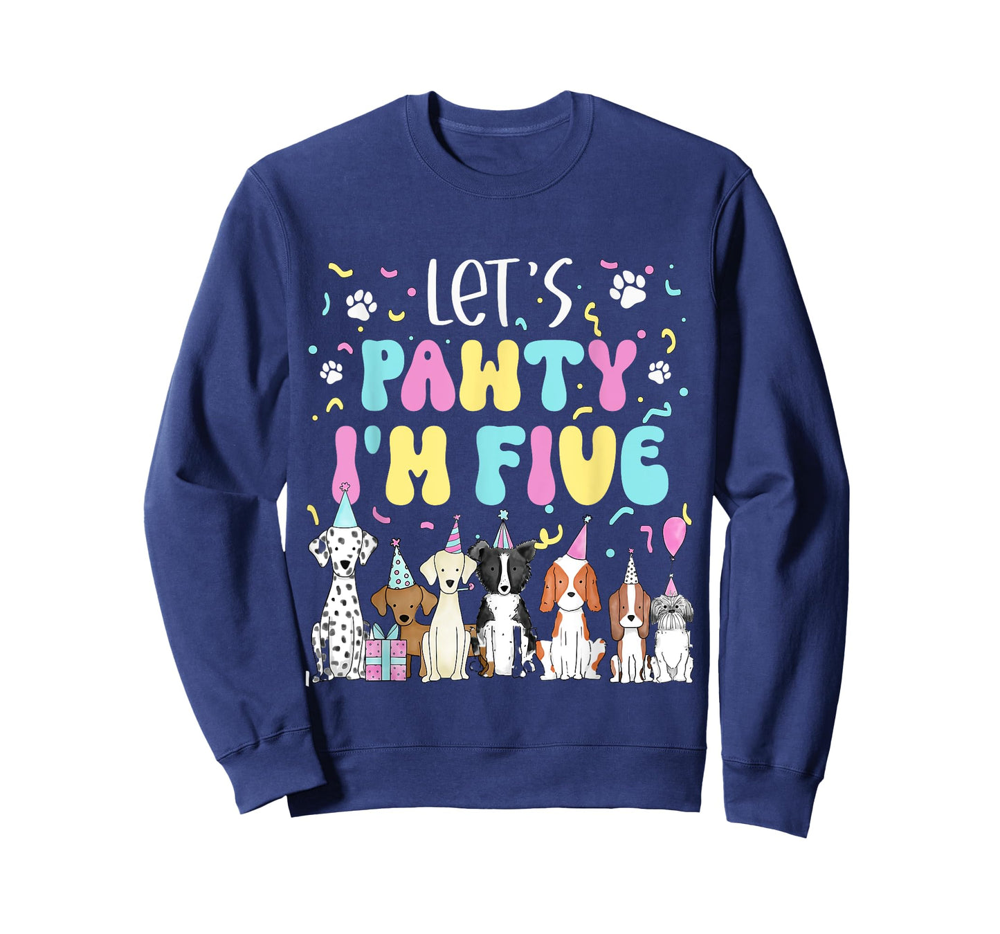Kids Lets Pawty I'm Five Pet Puppy Dog Theme Birthday Party T-Shirt