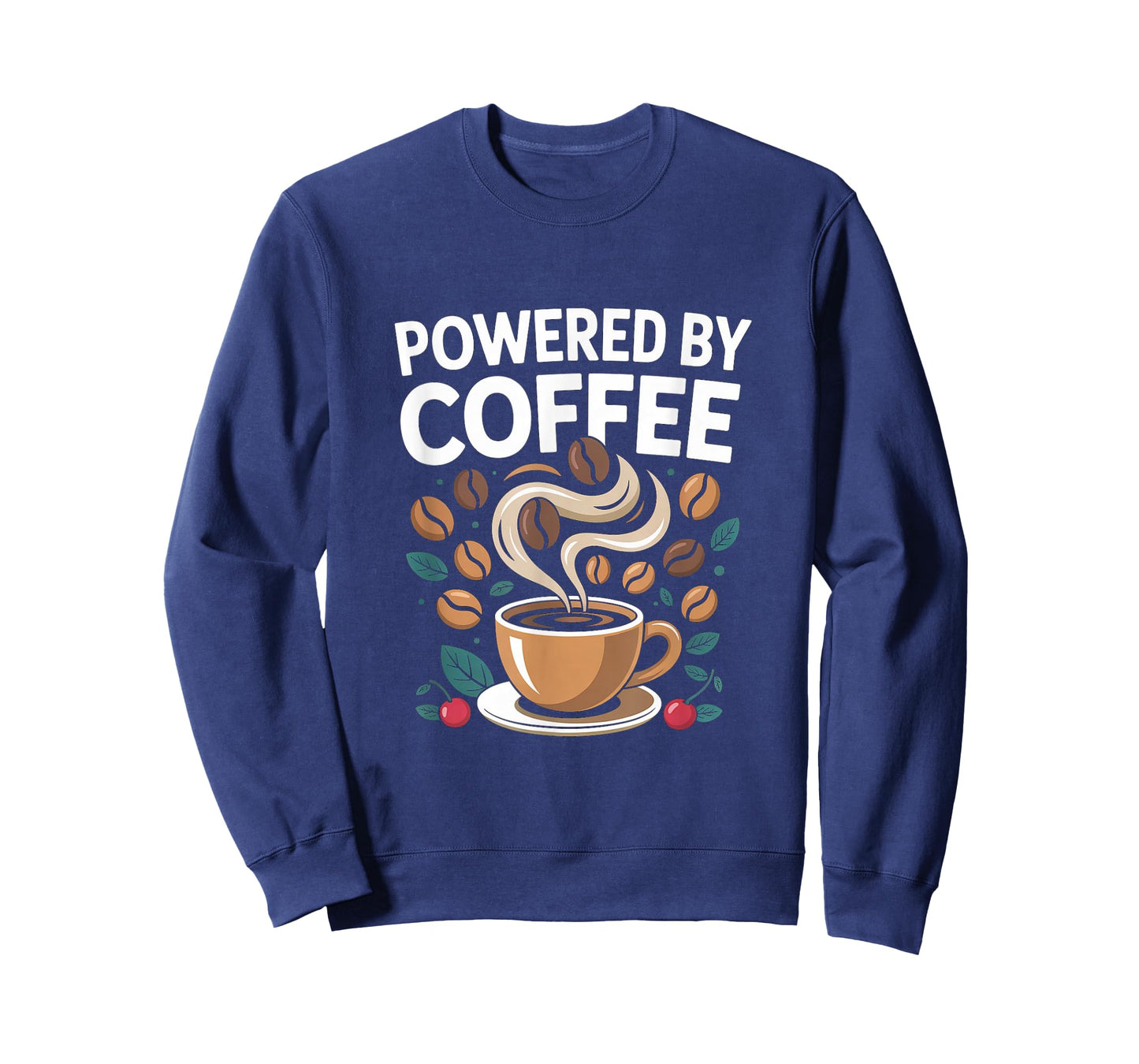 Powered by Coffee Cup with Coffee Beans and Steam T-Shirt