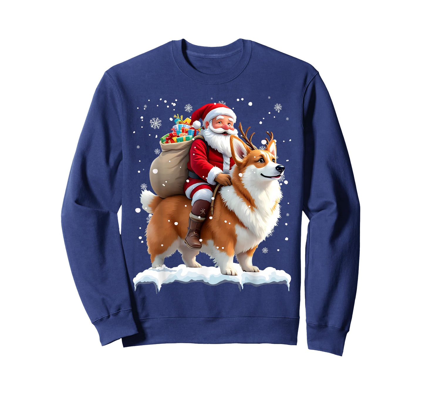 Merry Christmas 2025 Santa Riding Corgi Dog Xmas T-Shirt