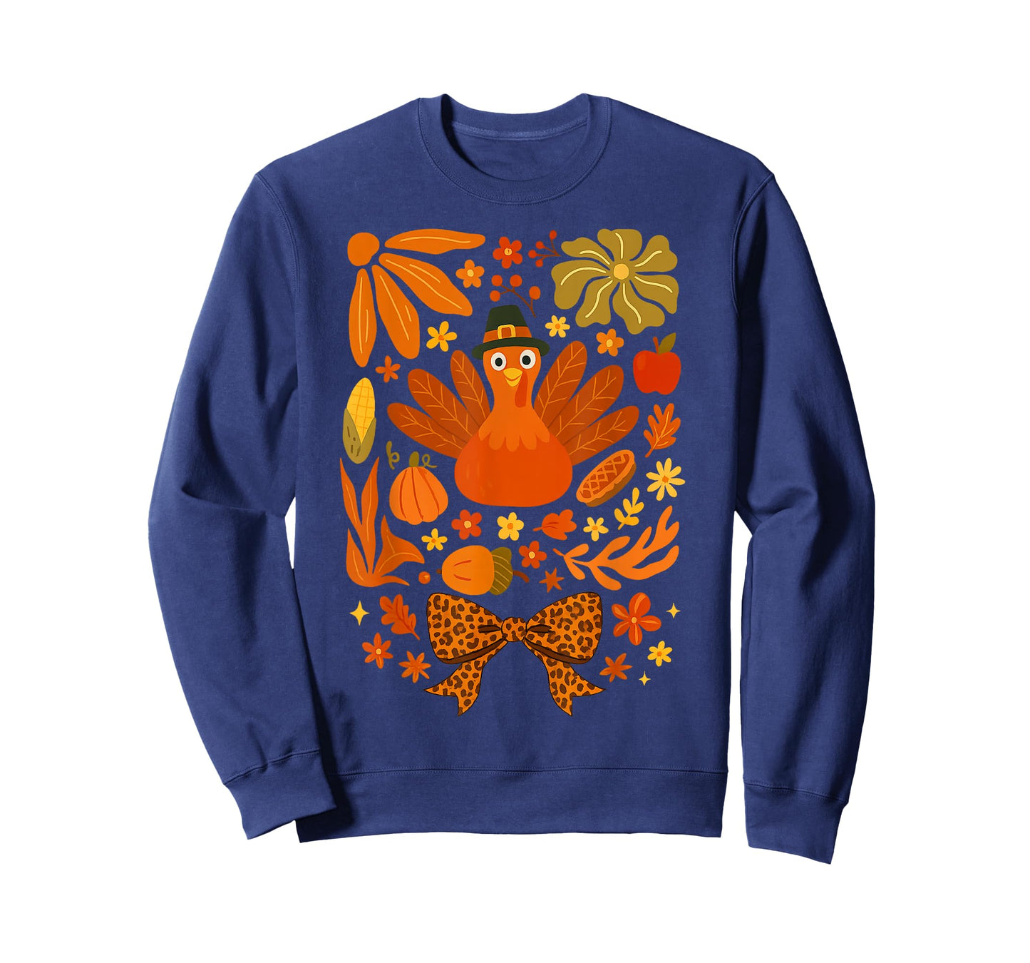 Thanksgiving Vintage Boho Floral Fall Vibes Funny Turkey T-Shirt