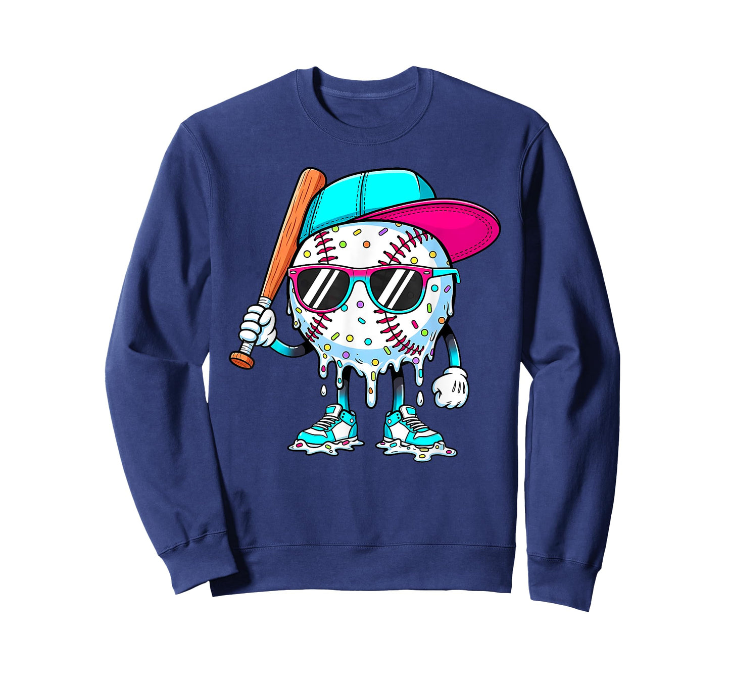 Funny Baseball Drip for Boys Kids Youth Dripping Ice Cream T-Shirt