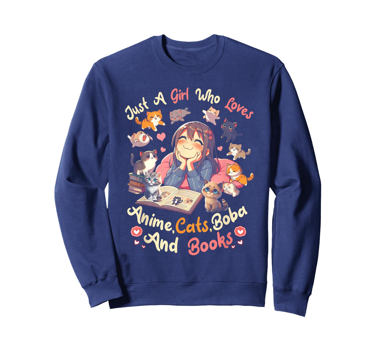 Just Girl Who Loves Anime Cats Boba And Books Bubble Tea T-Shirt