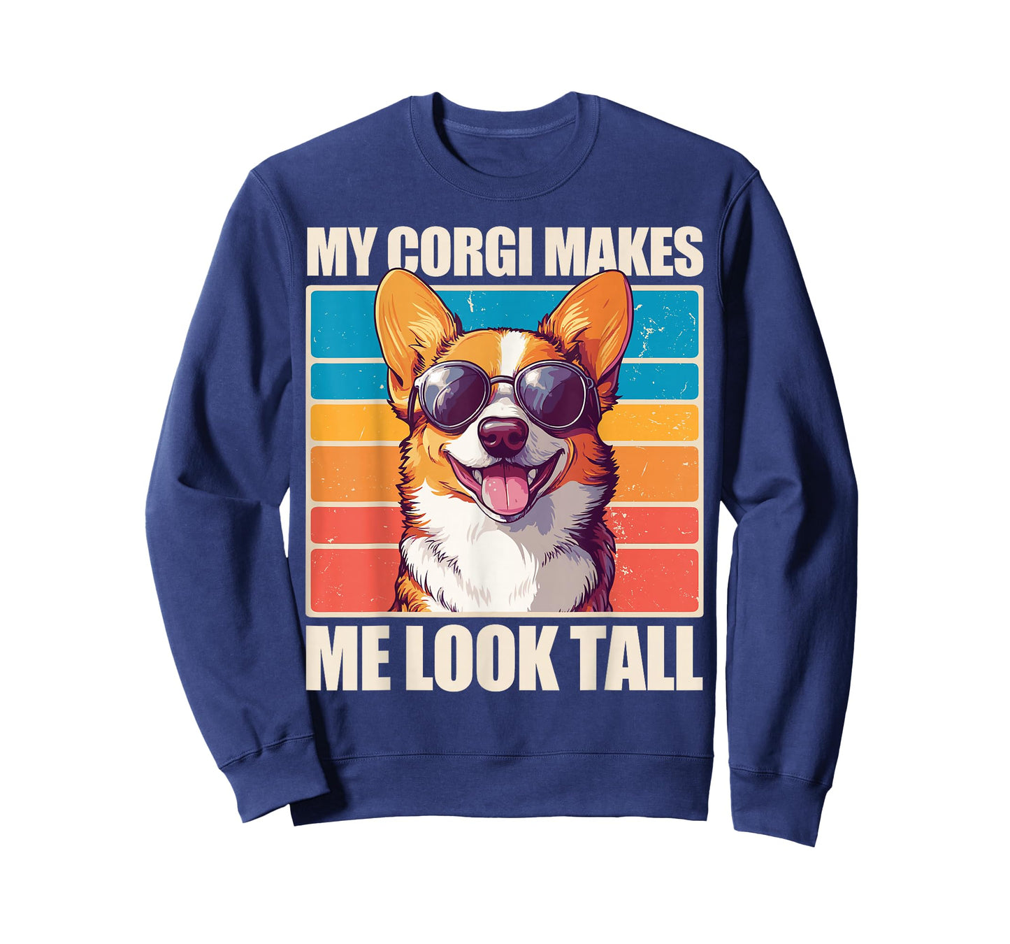 Welsh Corgi Pembroke Dog My Corgi Makes Me Look Tall Unisex-Adults Black Small Classic Fit Crew Neck Short Sleeve T-Shirt