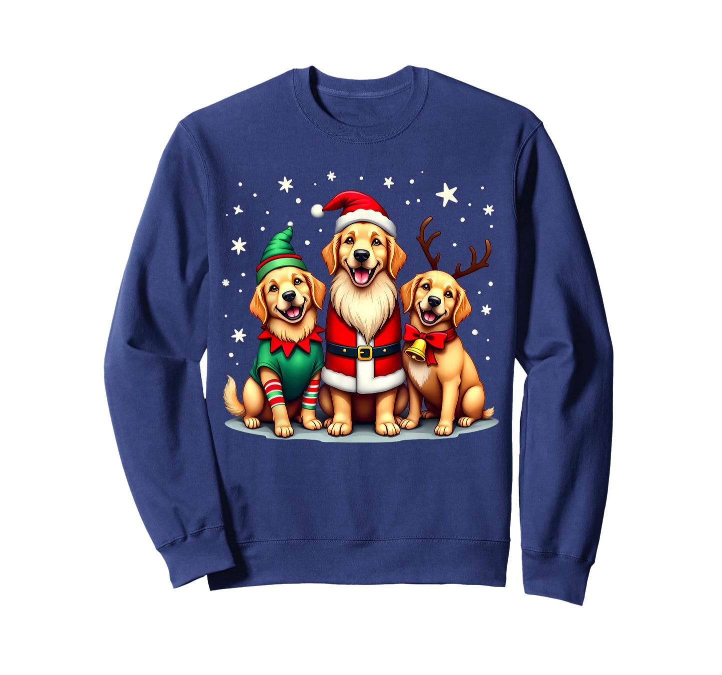 Golden Retriever Christmas Dogs Funny Santa Reindeer Elf T-Shirt