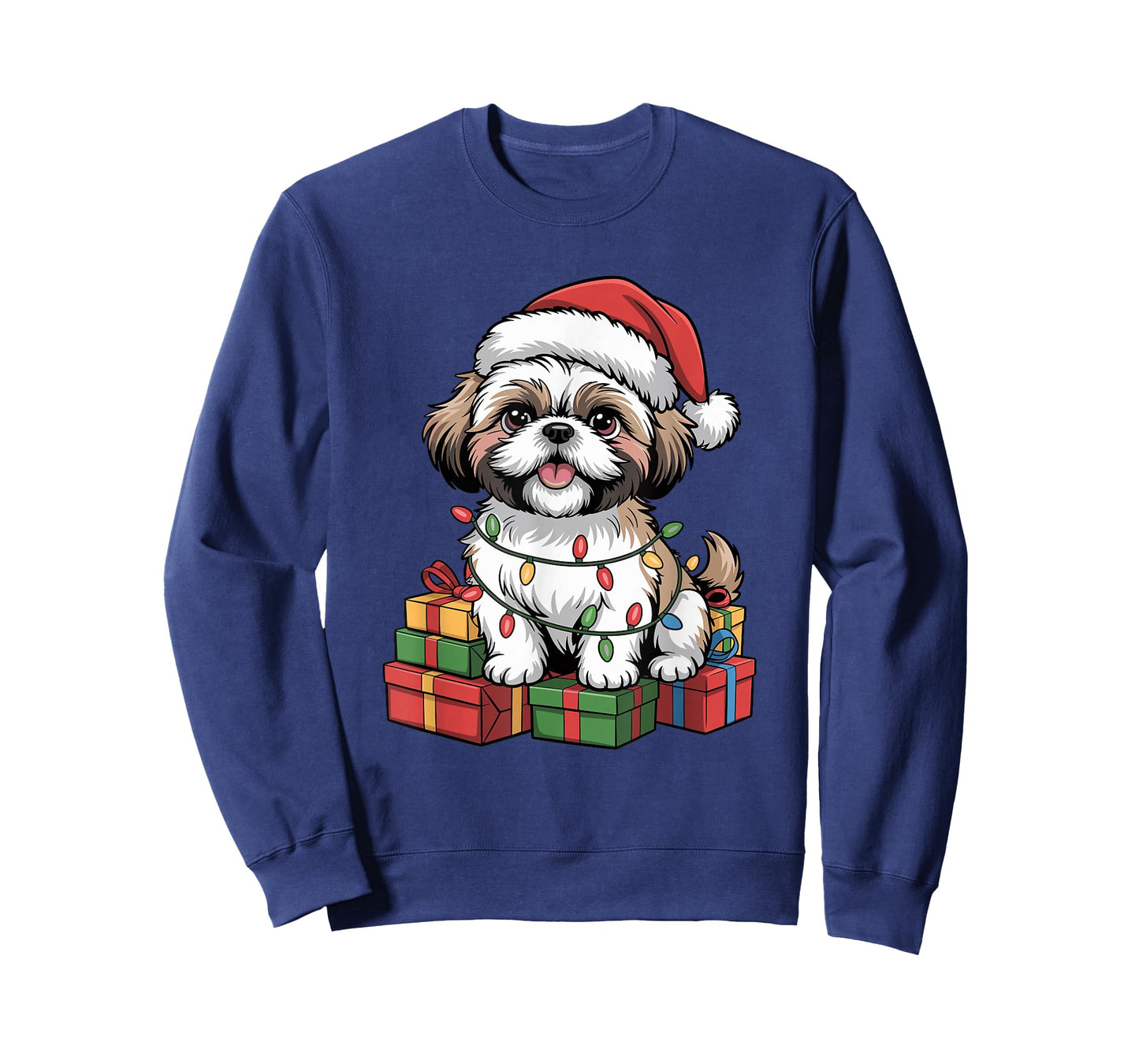 Cute Shih Tzu Santa Hat Christmas Xmas Dog Lovers Holiday T-Shirt