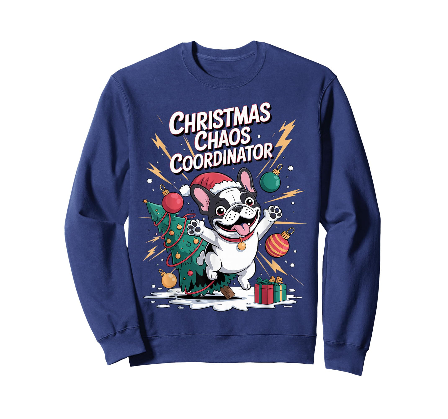 Christmas Chaos Coordinator Xmas Puppy Funny French Bulldog T-Shirt
