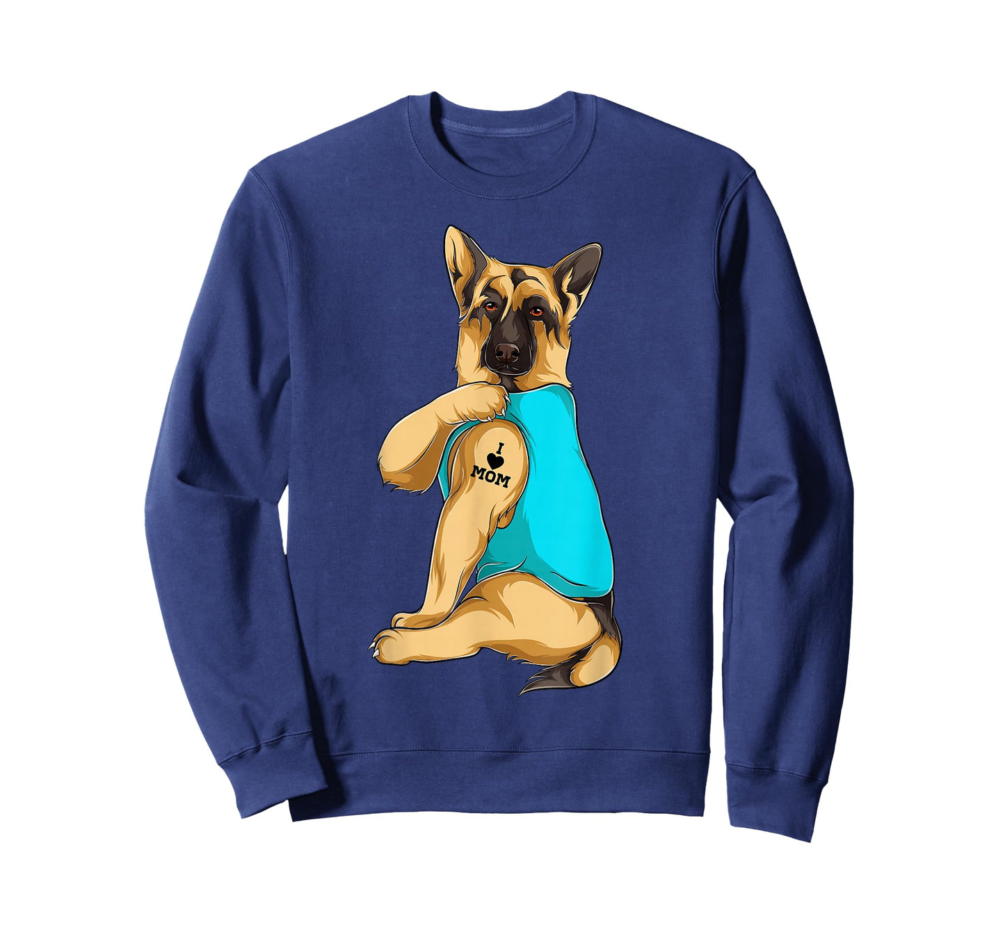 German Shepherd I Love Mom Tattoo Apparel Dog Mom Gift Women T-Shirt