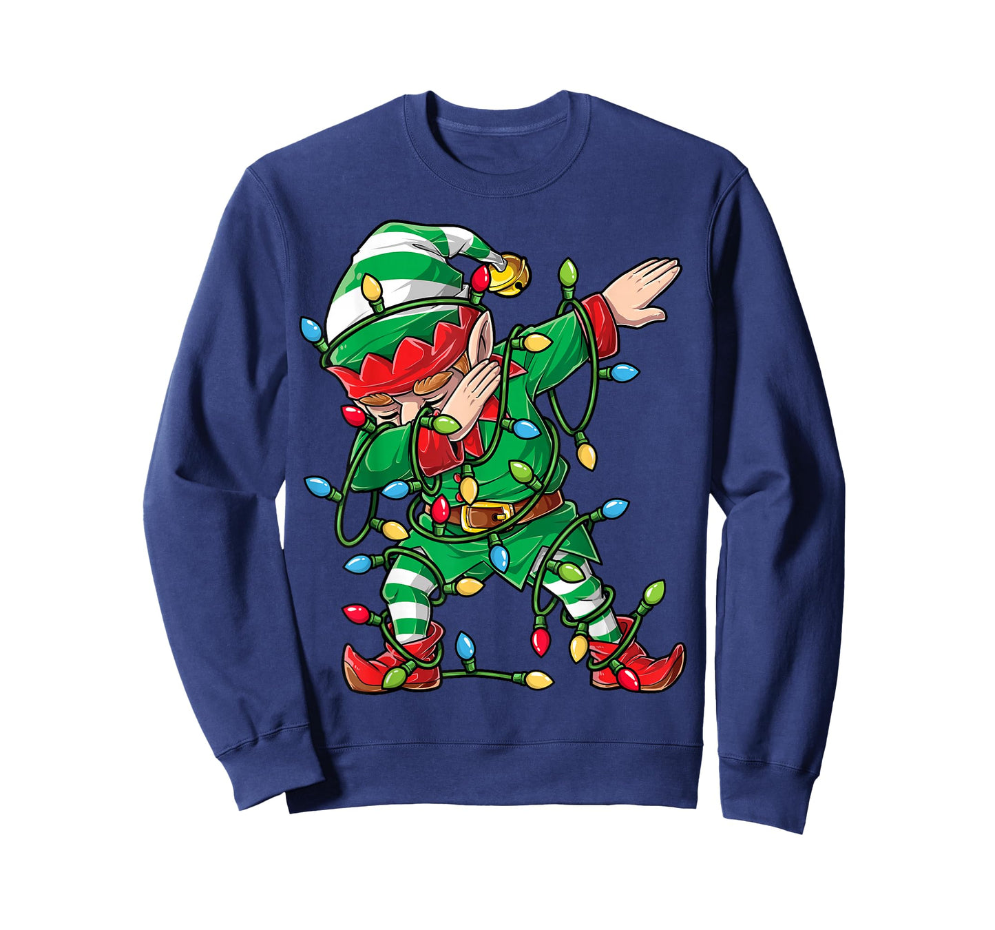 Dabbing Elf Christmas Tree Lights Xmas Family Matching Boys T-Shirt