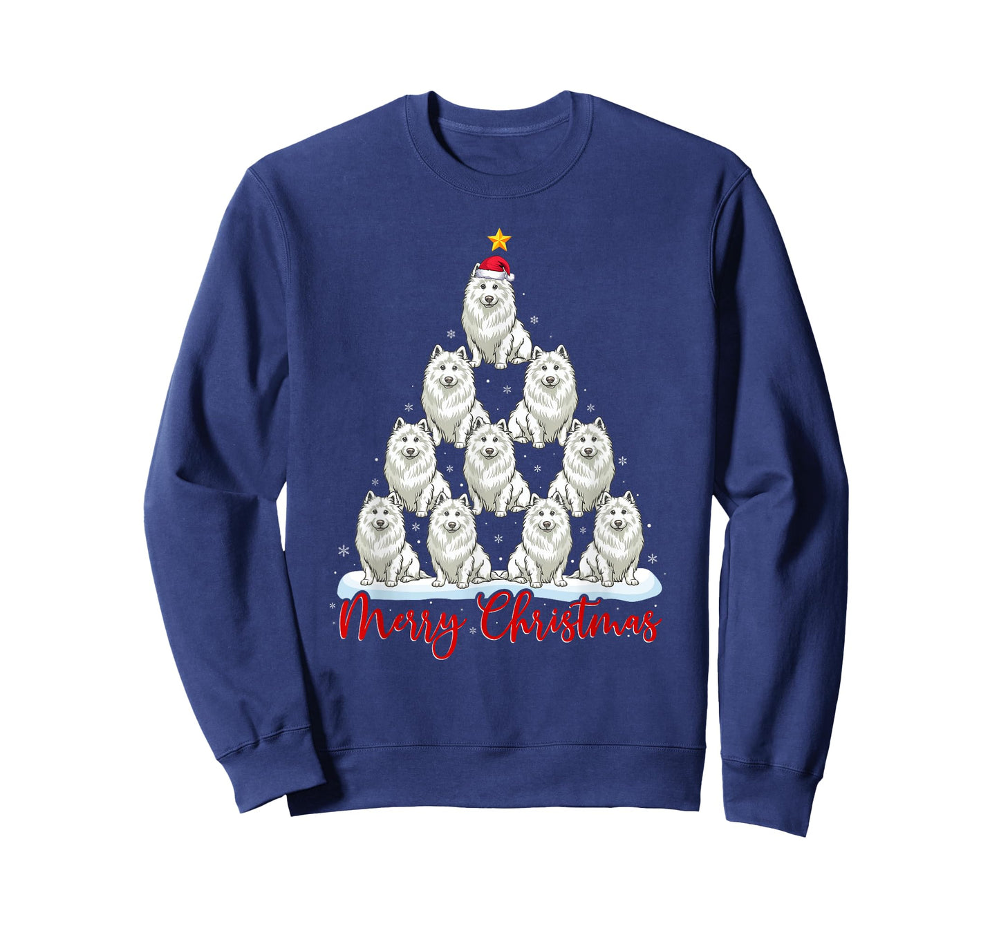 Santa Hat Ugly Xmas Funny Samoyed Dog Christmas Tree T-Shirt