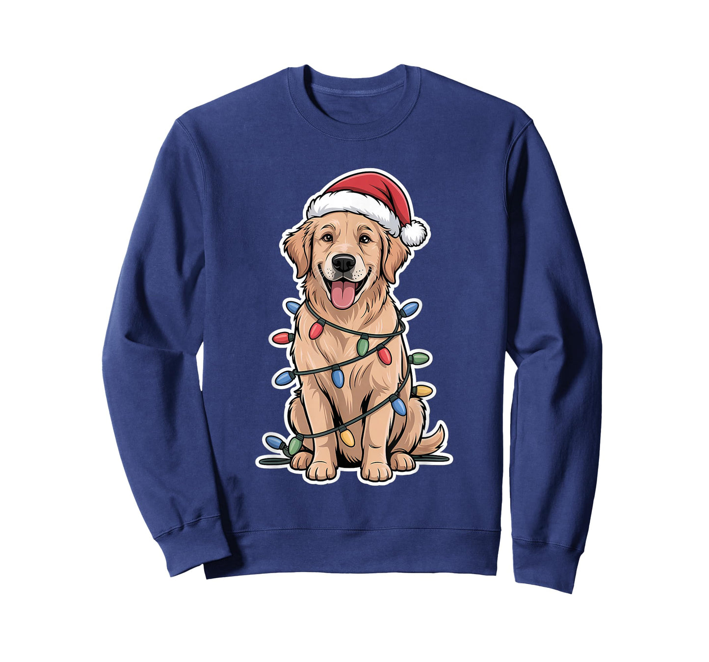 Golden Retriever Wrapped in Christmas Lights T-Shirt