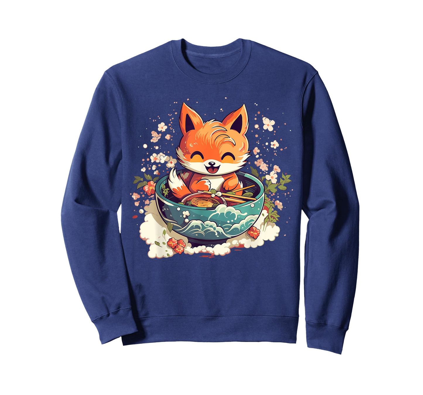 Kawaii Fox Eating Ramen - Ramen Noodle Lovers - Fox-Themed T-Shirt