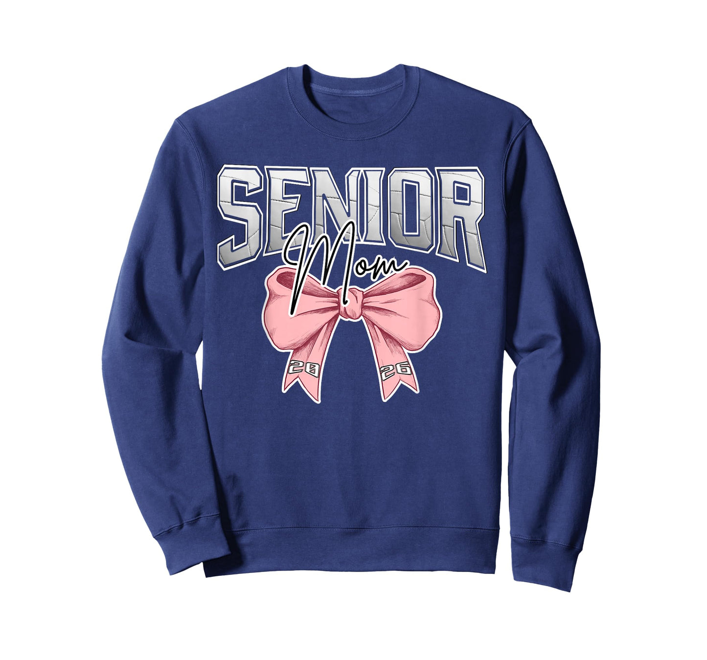 Volleyball Senior Mom Class of 2026 Pink Out Coquette Bow T-Shirt
