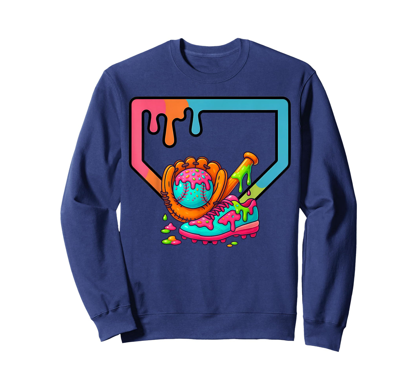 Baseball Home Plate Dripping Ice Cream Drip Youth Boys T-Shirt