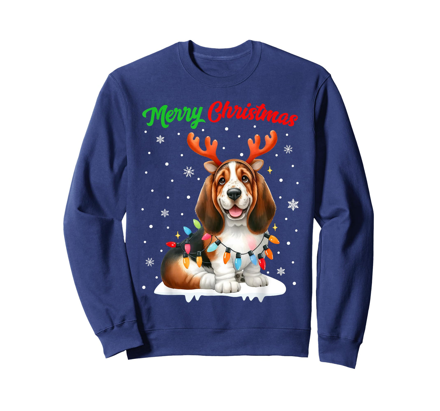 Christmas Pajamas Men Women Kids Christmas Basset Hound Dog T-Shirt