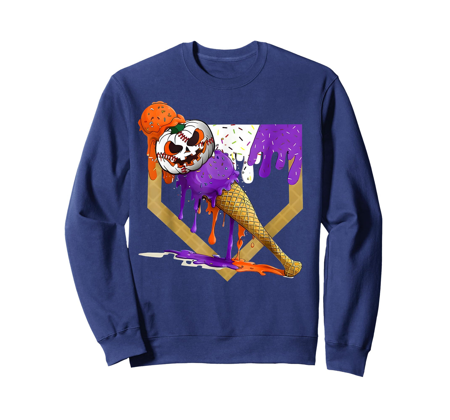 Baseball Home Plate Ice Cream Drip Halloween Men Boys Youth T-Shirt