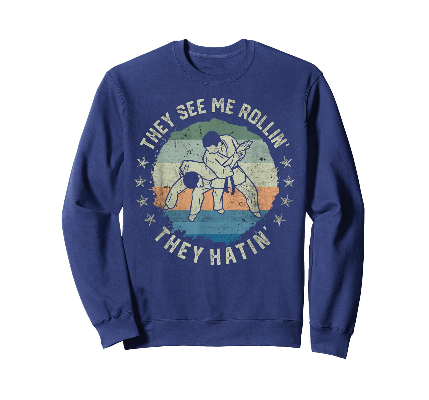 Retro Vintage They See Me Rollin Funny Brazilian Jiu-Jitsu T-Shirt