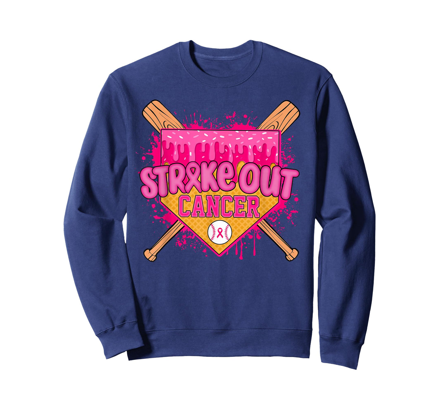 Strike Out Breast Cancer Warrior Baseball Drip Home Plate T-Shirt