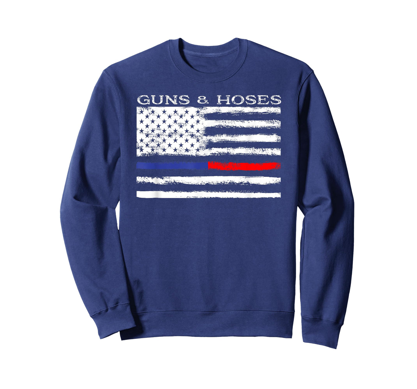 Guns & Hoses Thin Blue Red Line Police & Fire Appreciation T-Shirt
