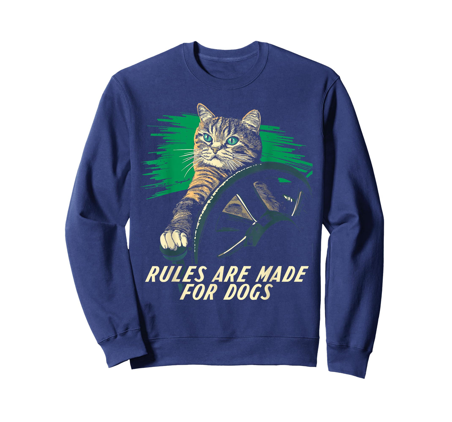 Funny Cat Lover - Rules are Made for Dogs Driving Cat T-Shirt