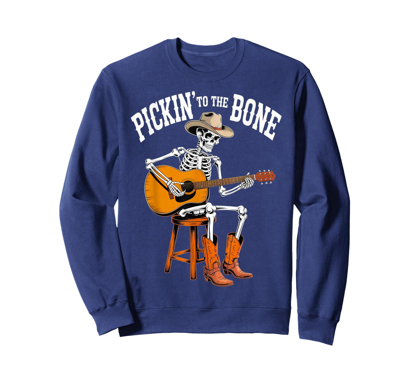 Funny Skeleton Cowboy Playing Guitar Halloween Country Music T-Shirt