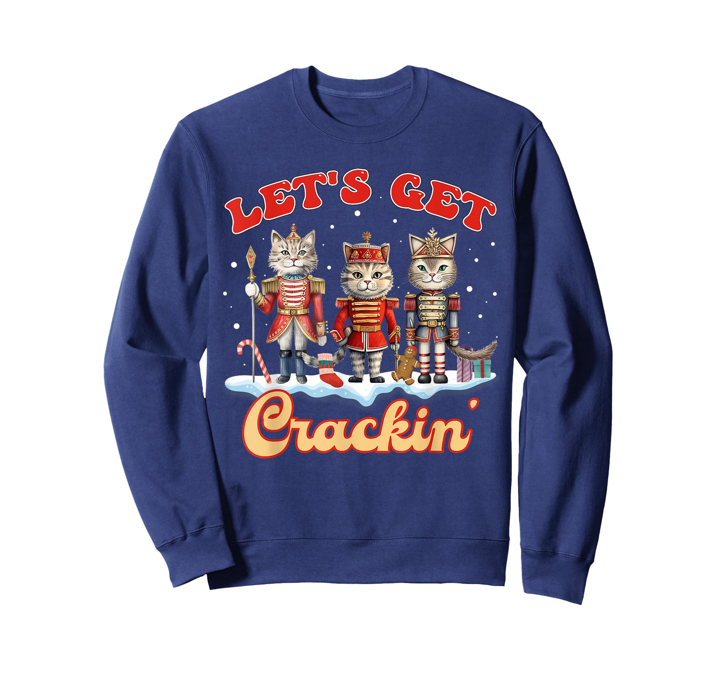 Lets Get Crackin' Three Cats Nutcrackers Christmas Teacher T-Shirt