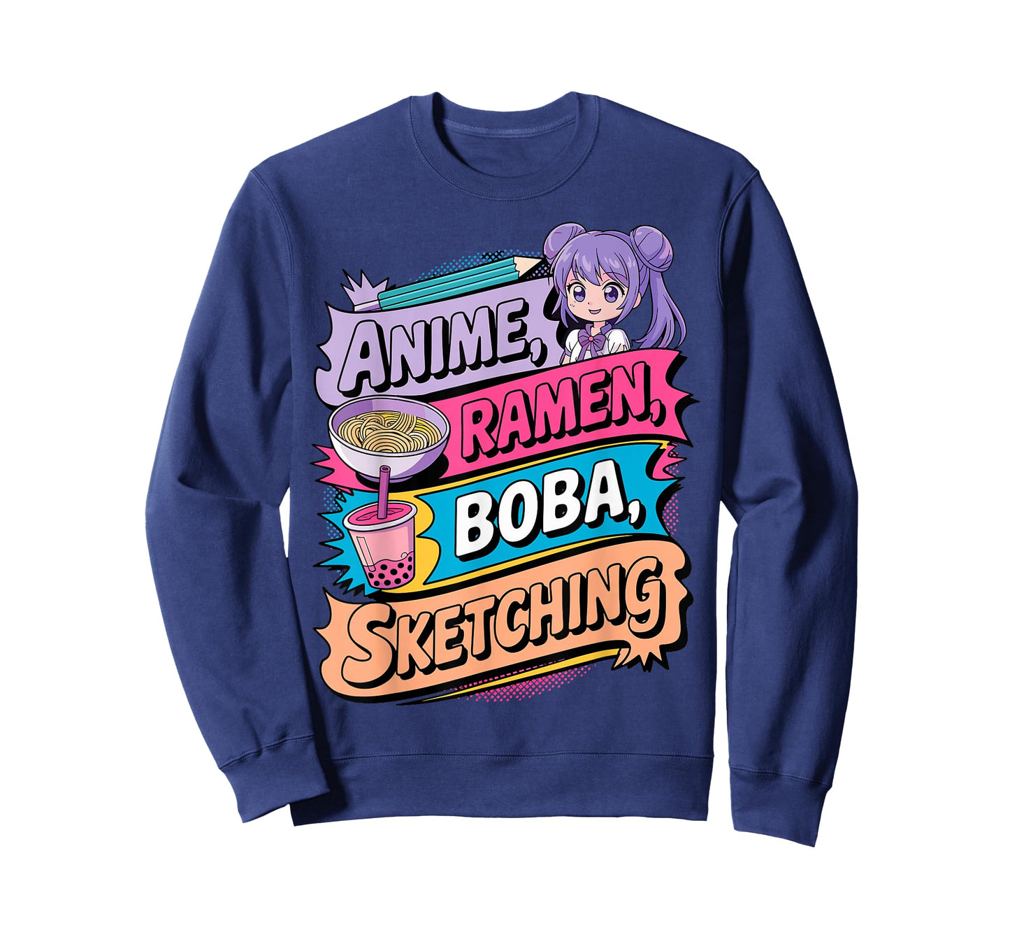 Anime Ramen Boba & Sketching Funny Noodle Japanese Kawaii T-Shirt