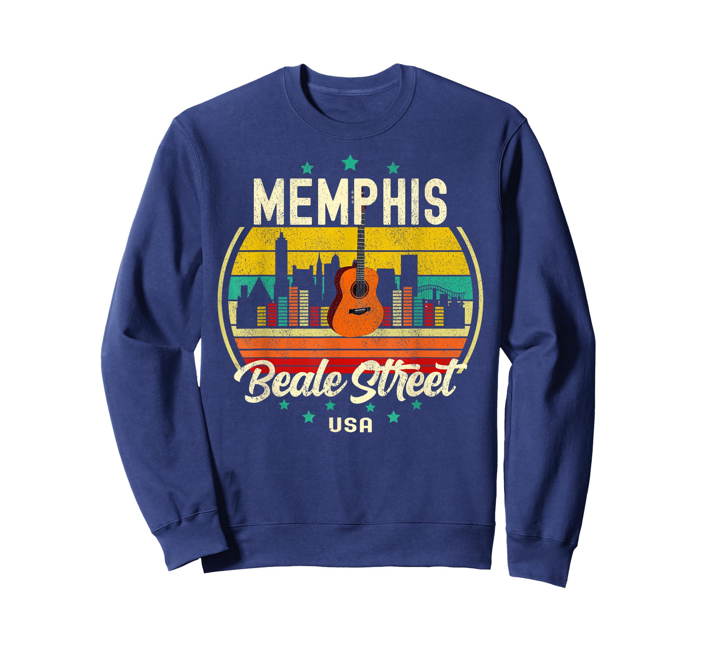 Memphis Beale Street Blues Music Vintage Guitar Music Retro T-Shirt
