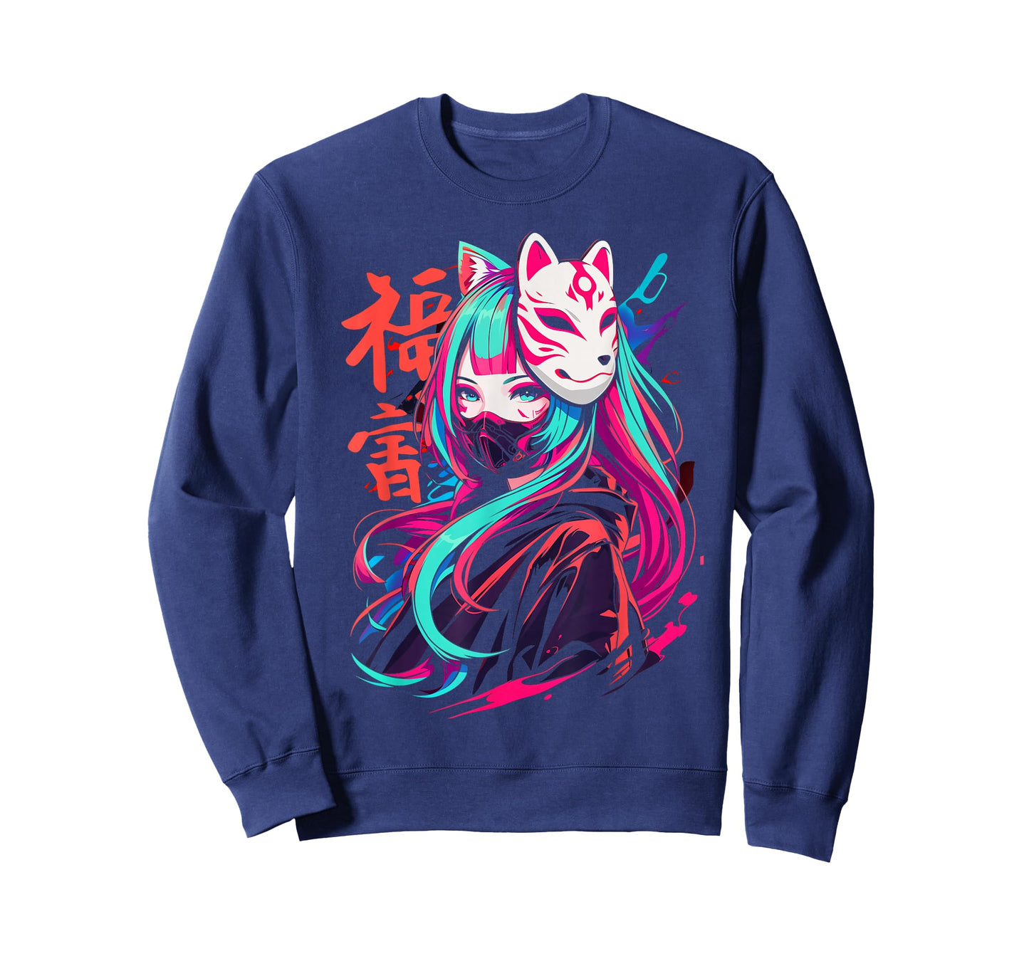 Anime Manga Cyberpunk Aesthetic Techwear Harajuku Kitsune T-Shirt