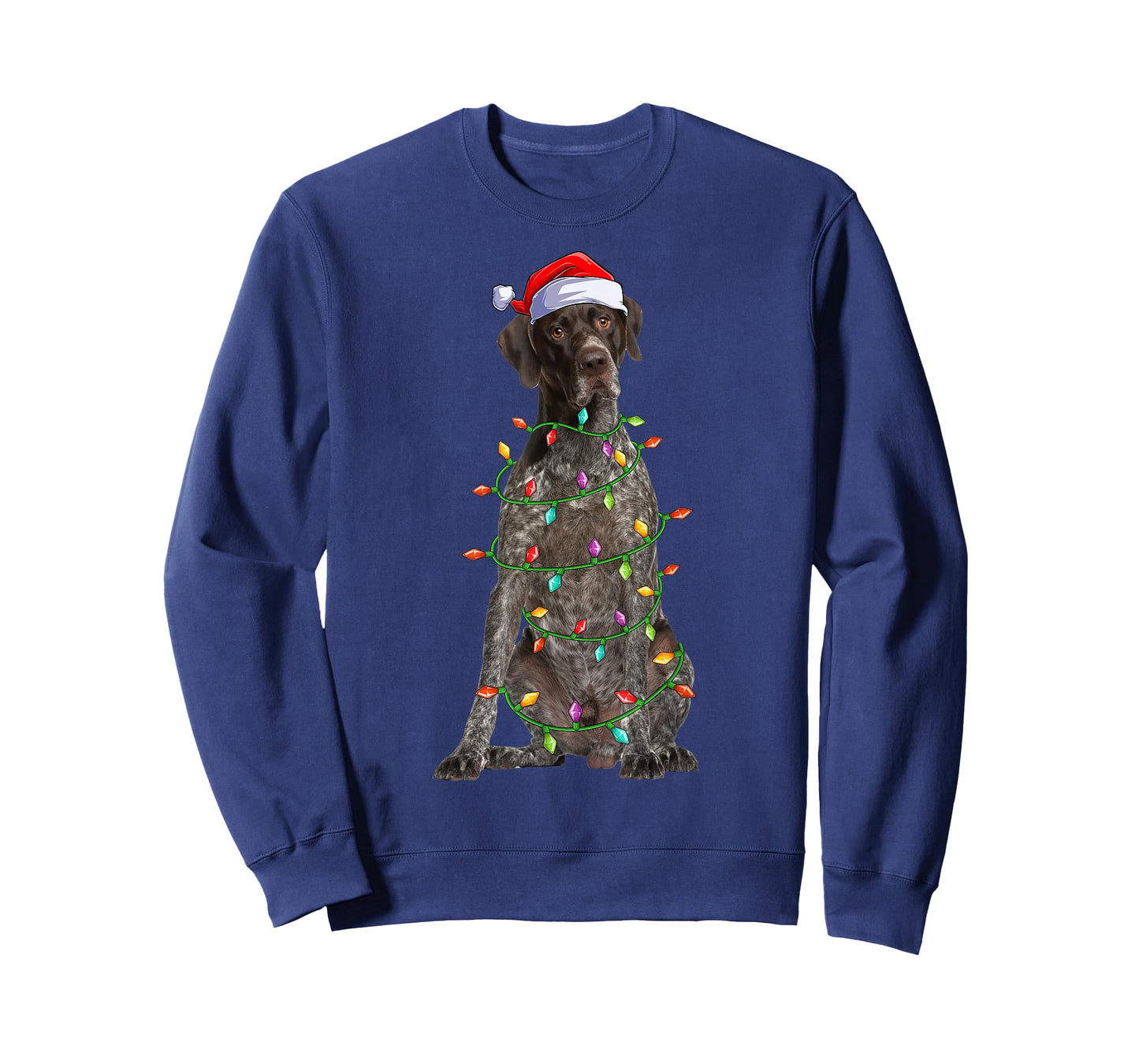 Xmas Lights Santa German Shorthaired Pointer Dog Christmas T-Shirt
