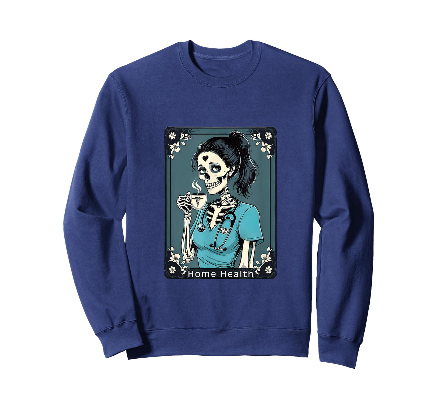 Home Health Nurse Taro Card Funny Skeleton Halloween T-Shirt