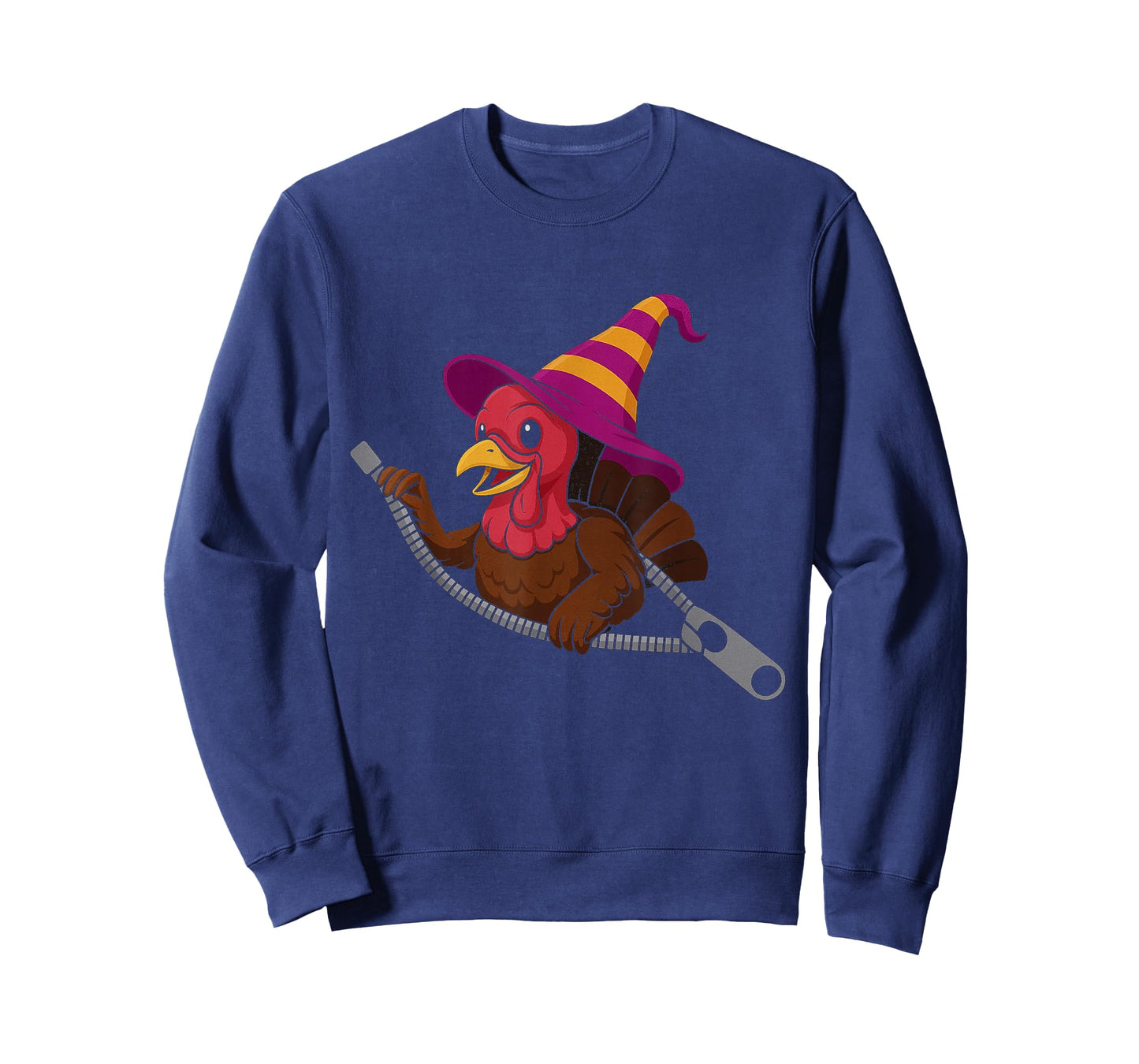 Turkey in a Witch Hat Emerging from a Zipper for Halloween T-Shirt