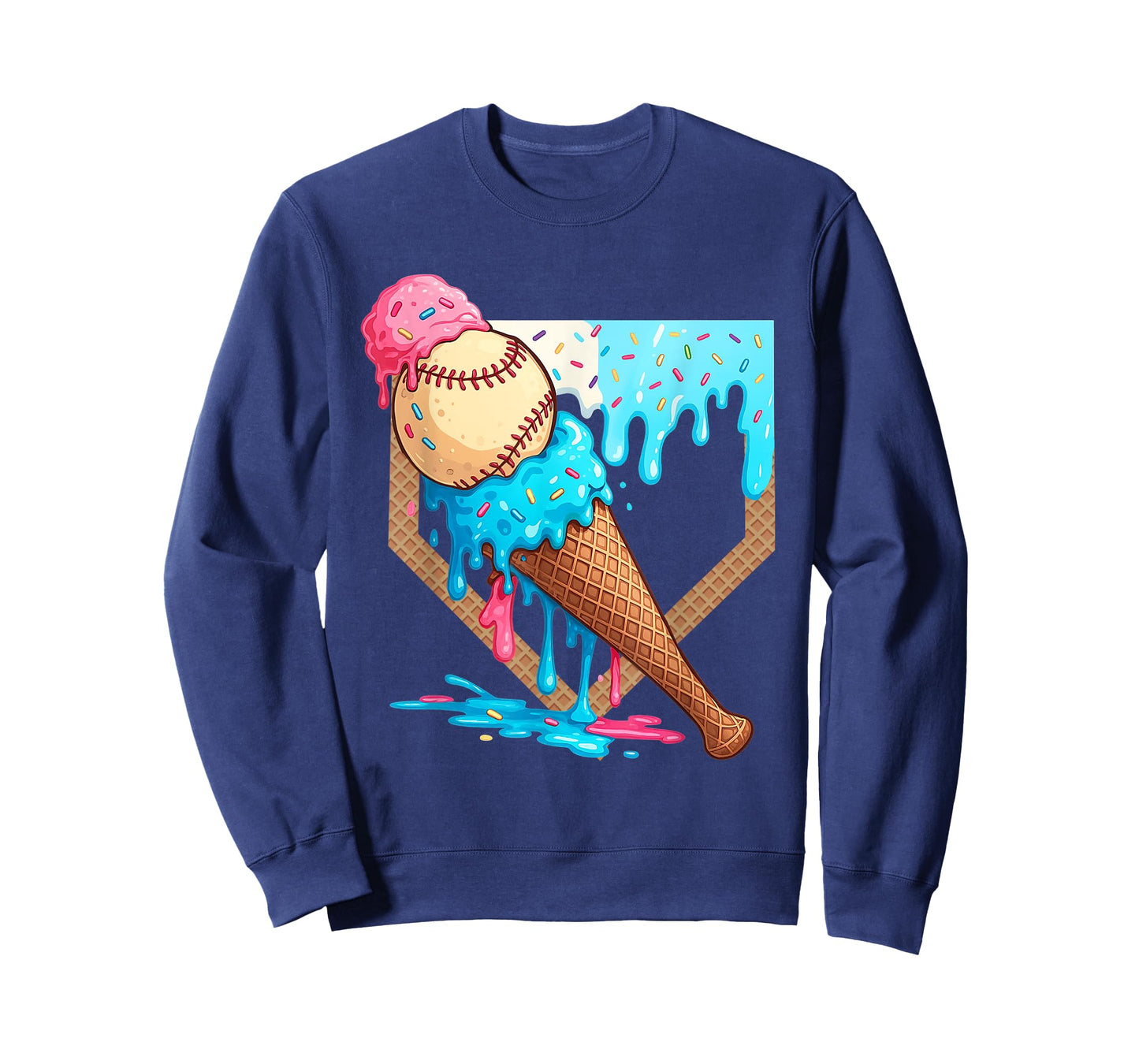 Ice-Cream Drip Baseball Boys Game Day Home Plate Dripping T-Shirt