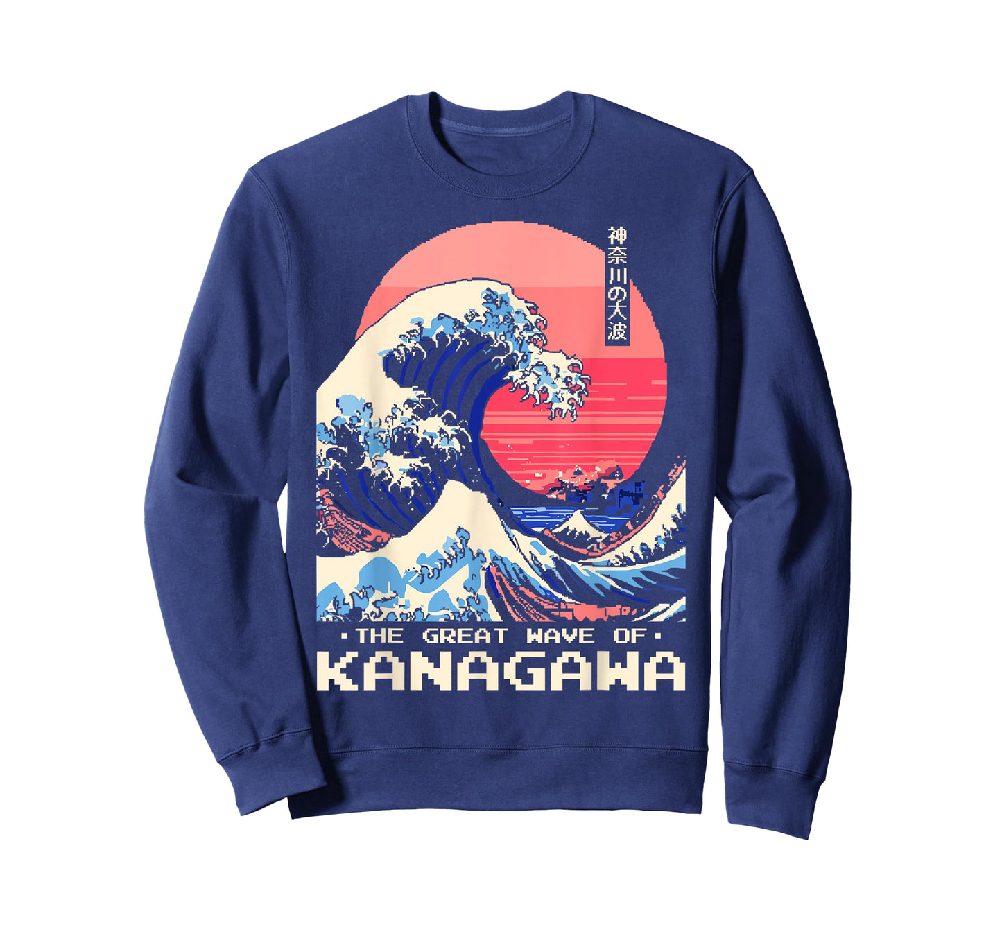 The Great Wave Kanagawa Retro 8-Bit Pixel Art Japanese T-Shirt
