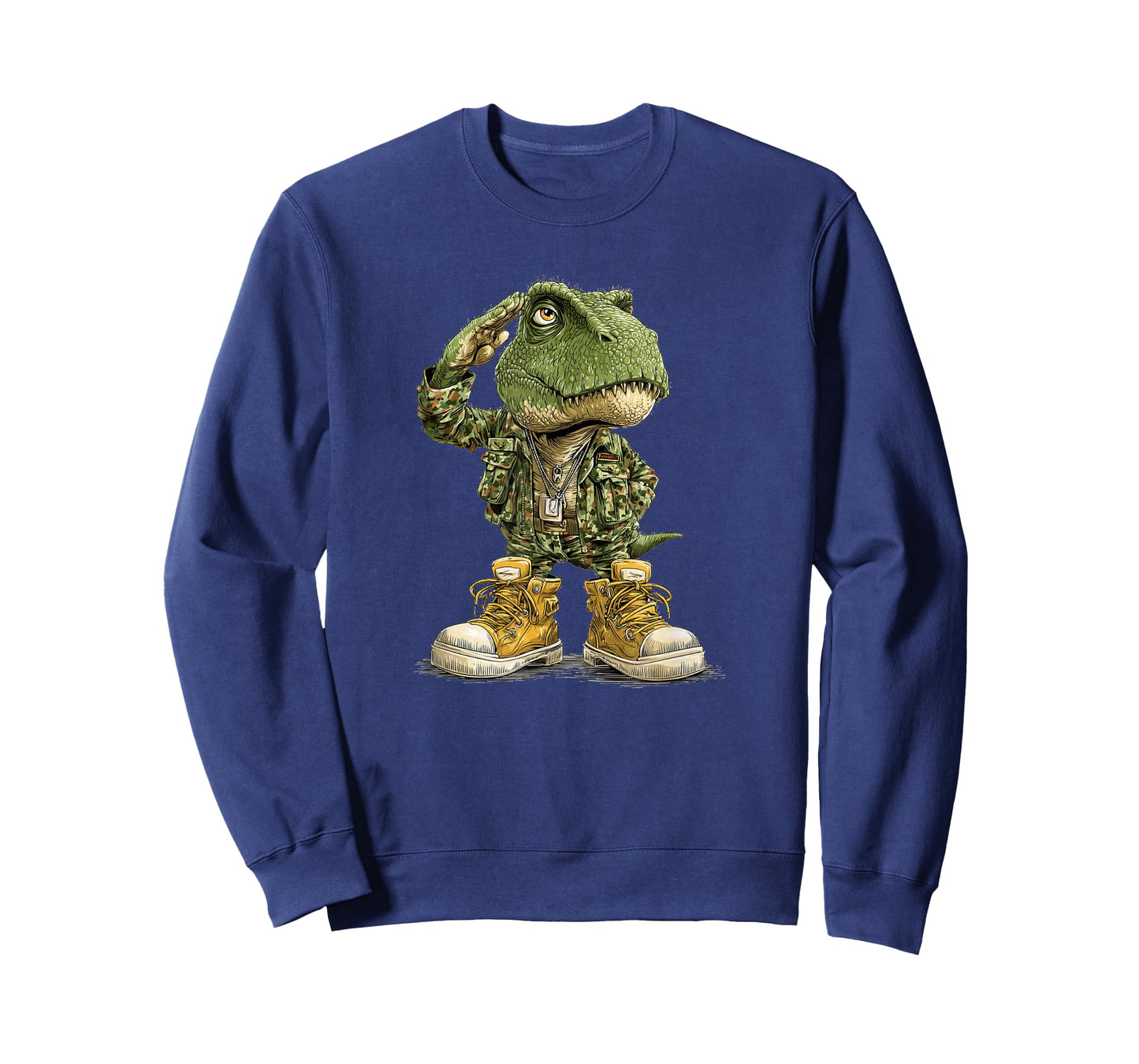 Saluting Military Dinosaur Look T-Shirt