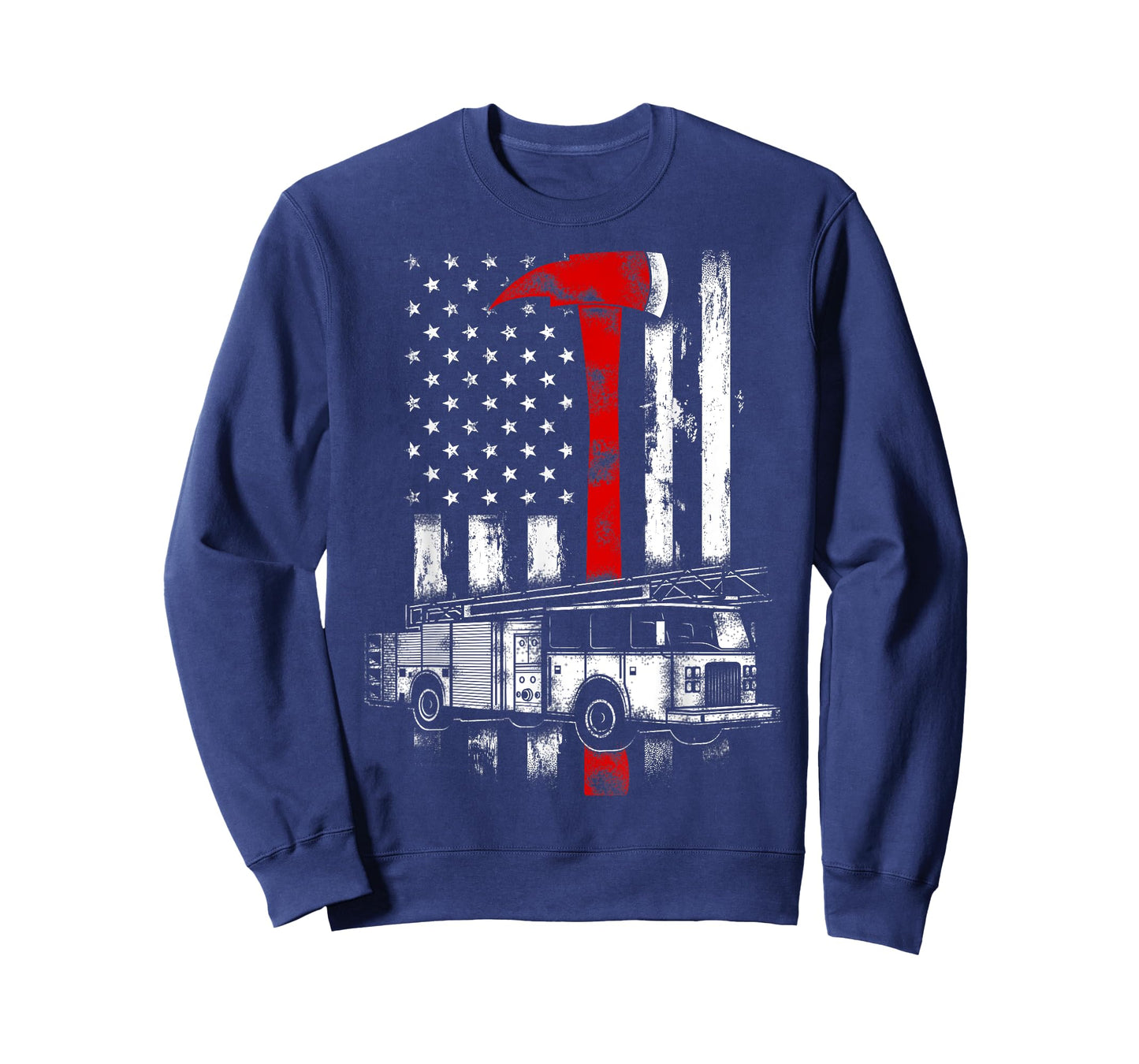Firefighter American Fire Truck red Axe Fireman US flag T-Shirt